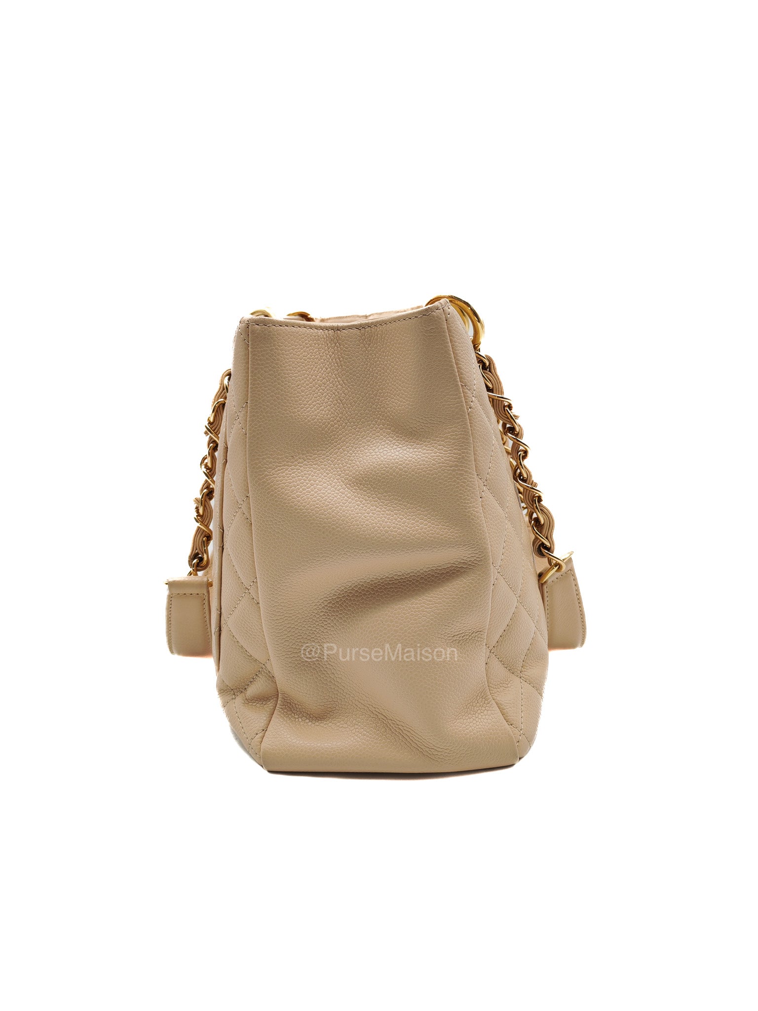 Chanel Grand Shopping Tote in Beige Quilted Caviar Leather and Gold Hardware Series 16