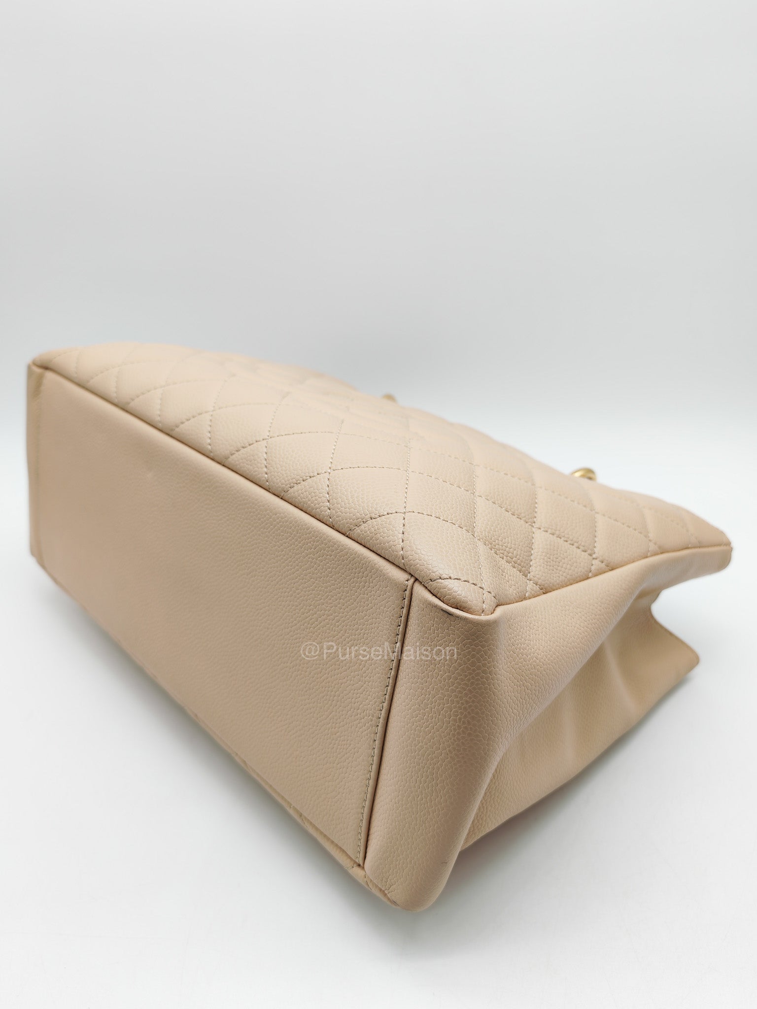 Chanel Grand Shopping Tote in Beige Quilted Caviar Leather and Gold Hardware Series 16