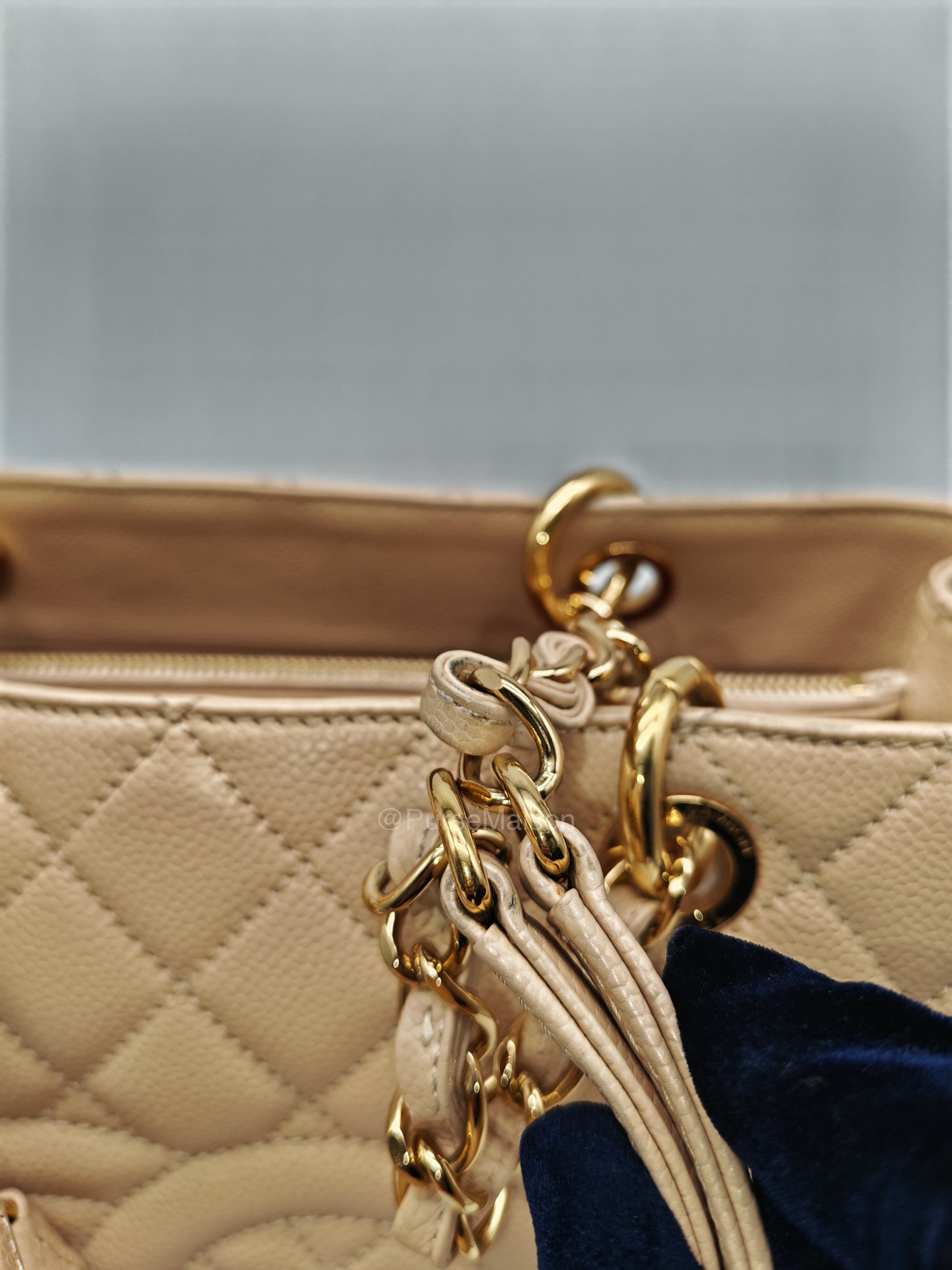 Chanel Grand Shopping Tote in Beige Quilted Caviar Leather and Gold Hardware Series 16