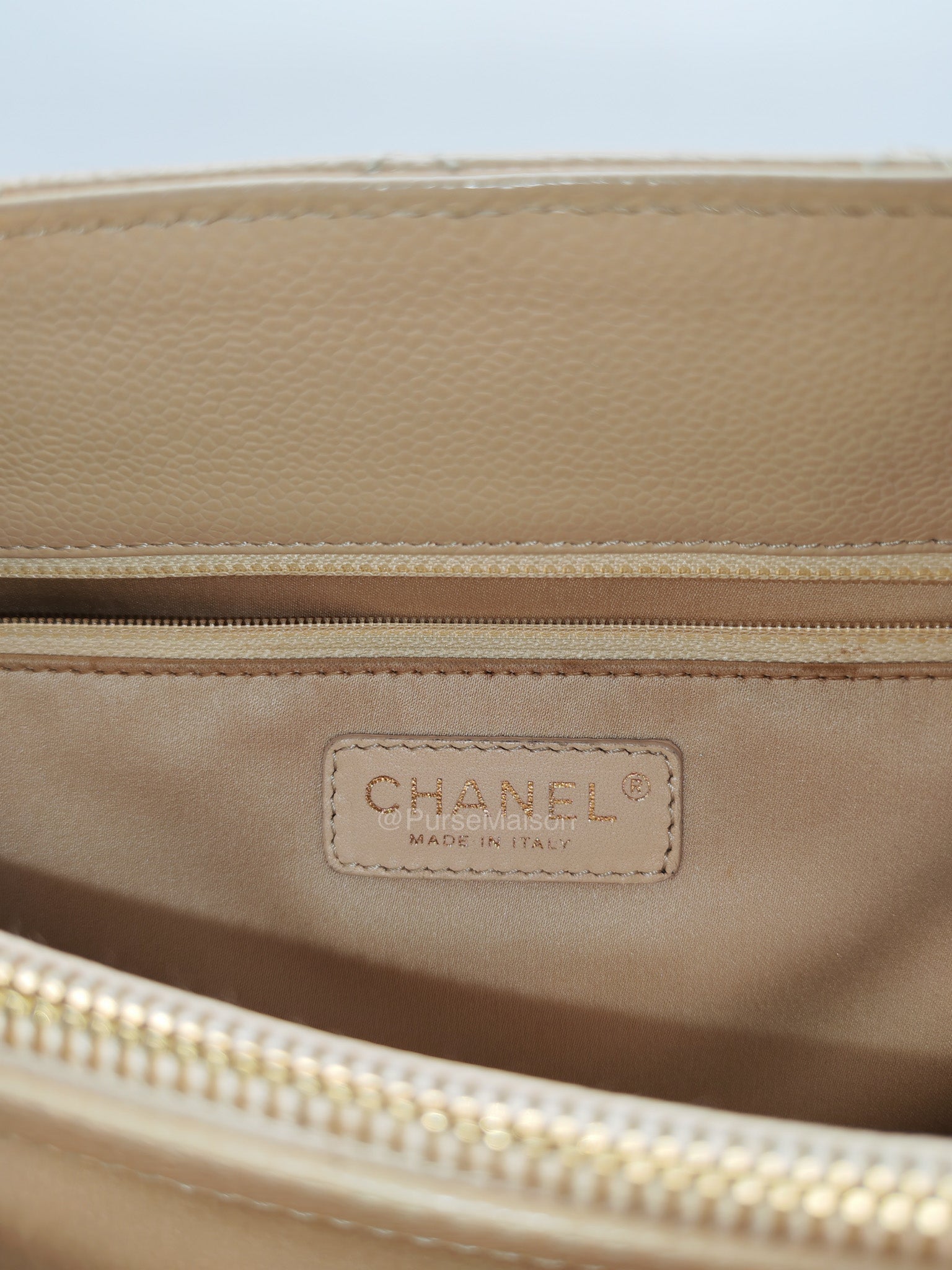 Chanel Grand Shopping Tote in Beige Quilted Caviar Leather and Gold Hardware Series 16