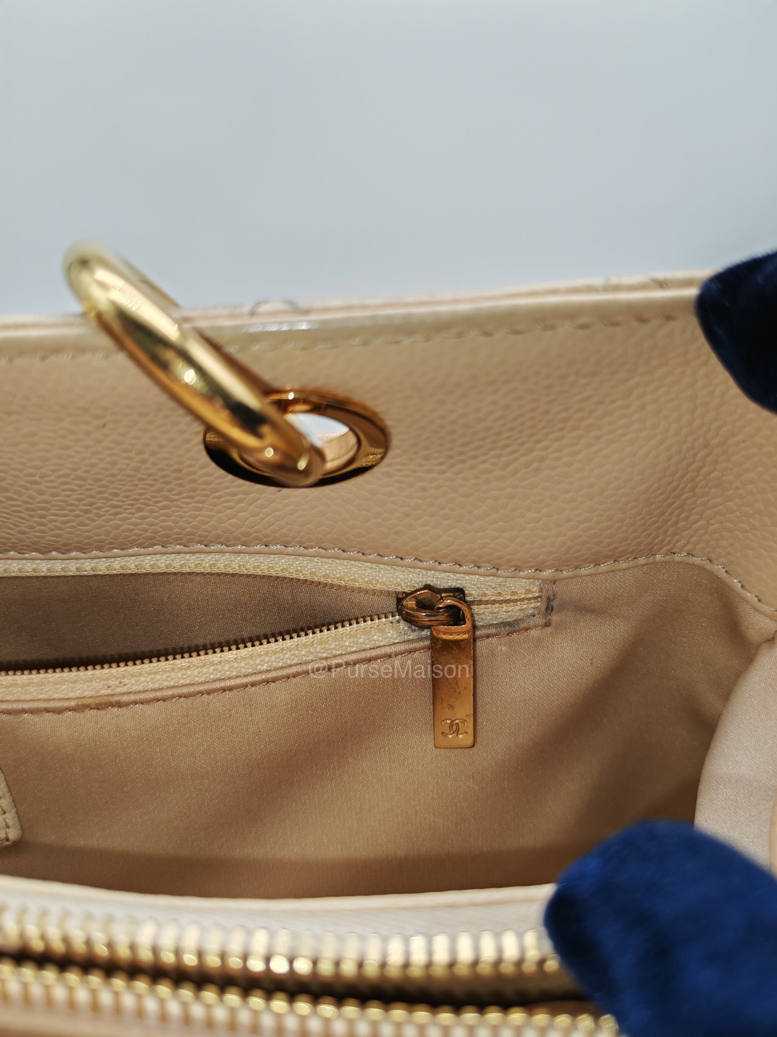 Chanel Grand Shopping Tote in Beige Quilted Caviar Leather and Gold Hardware Series 16