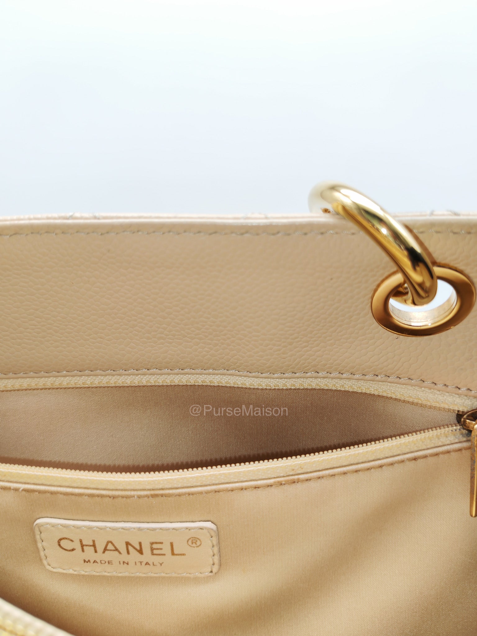Chanel Grand Shopping Tote in Beige Quilted Caviar Leather and Gold Hardware Series 16