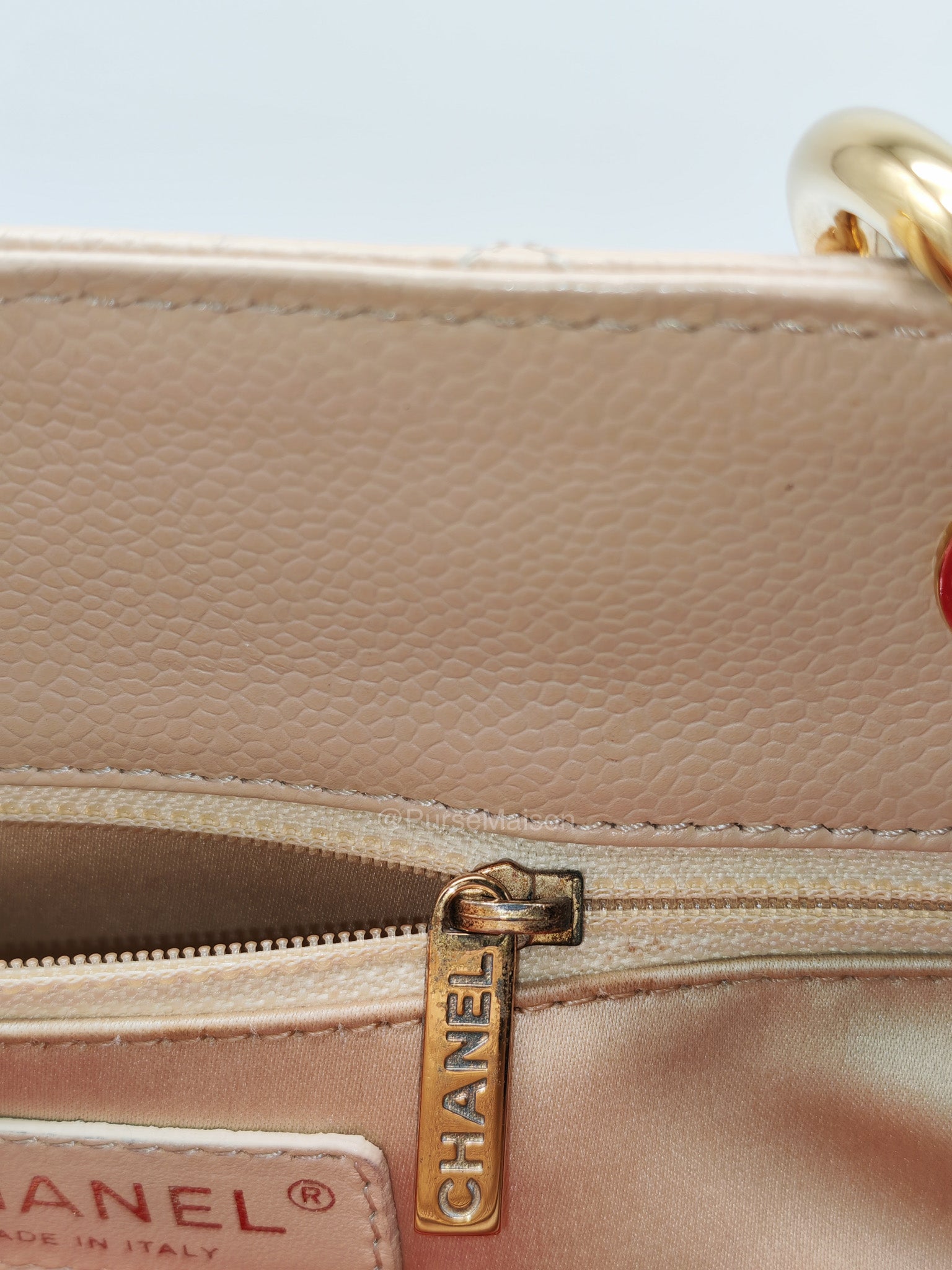 Chanel Grand Shopping Tote in Beige Quilted Caviar Leather and Gold Hardware Series 16