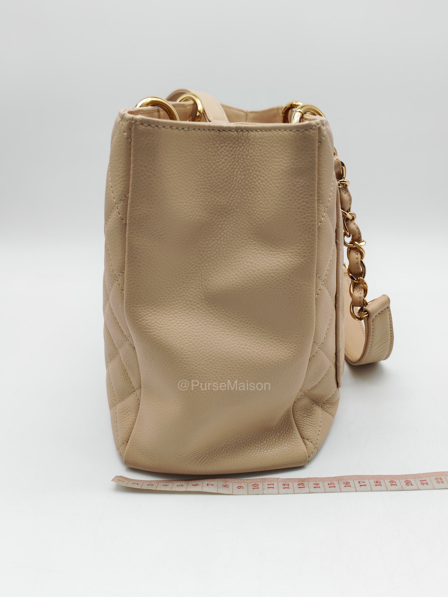 Chanel Grand Shopping Tote in Beige Quilted Caviar Leather and Gold Hardware Series 16