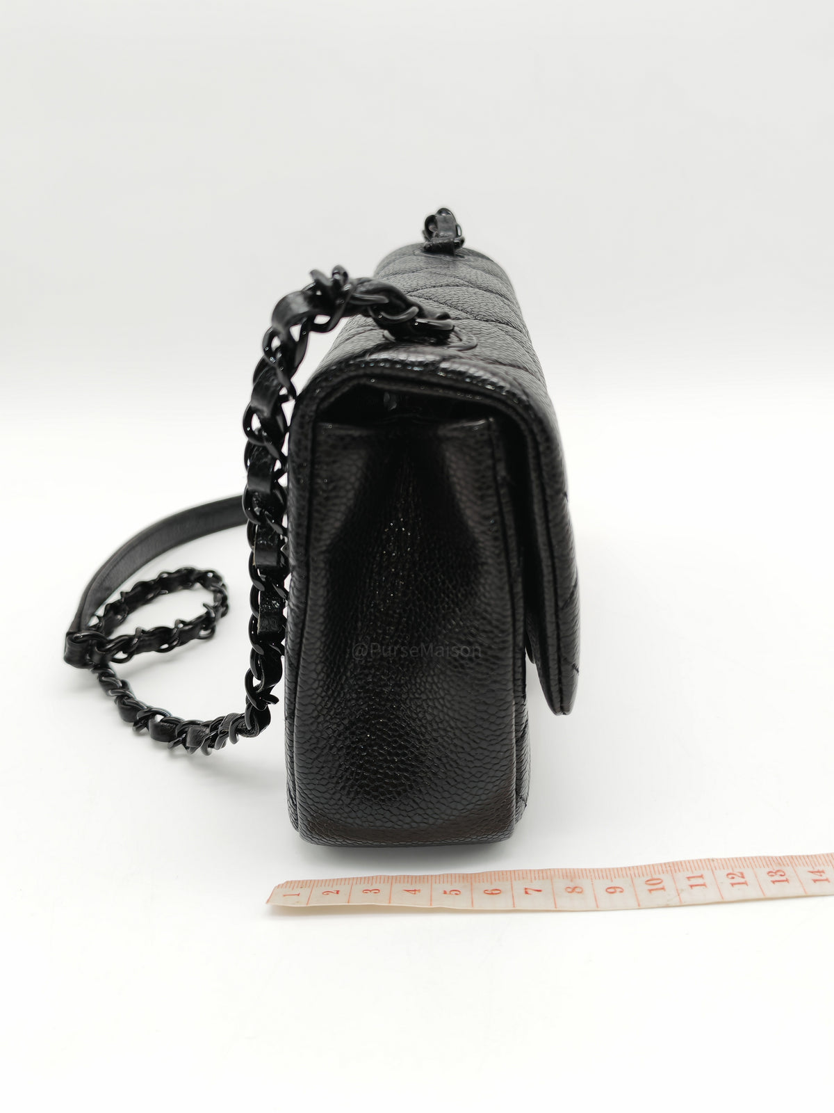 Chanel Incognito Mini Square Flap Bag in Black Caviar Leather and So Black Hardware Series 29