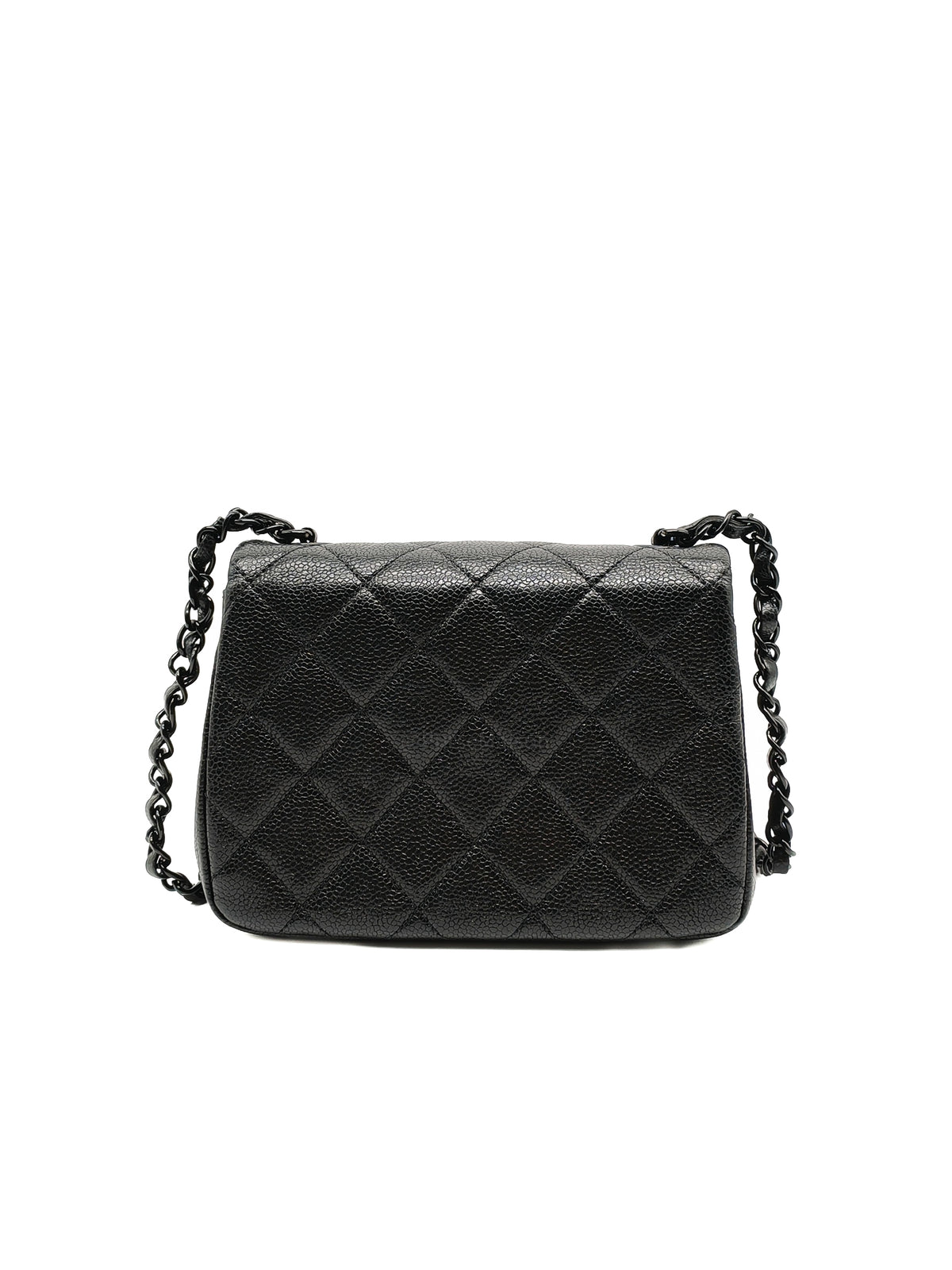 Chanel Incognito Mini Square Flap Bag in Black Caviar Leather and So Black Hardware Series 29