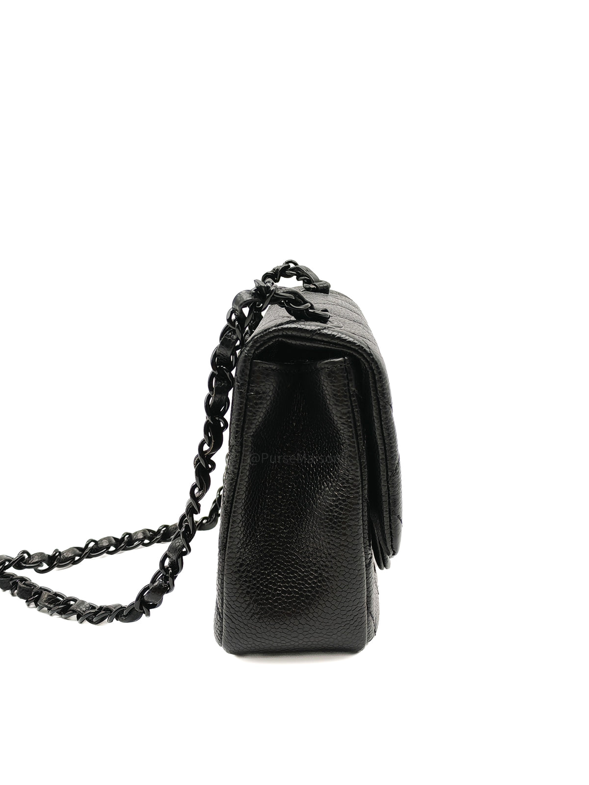 Chanel Incognito Mini Square Flap Bag in Black Caviar Leather and So Black Hardware Series 29