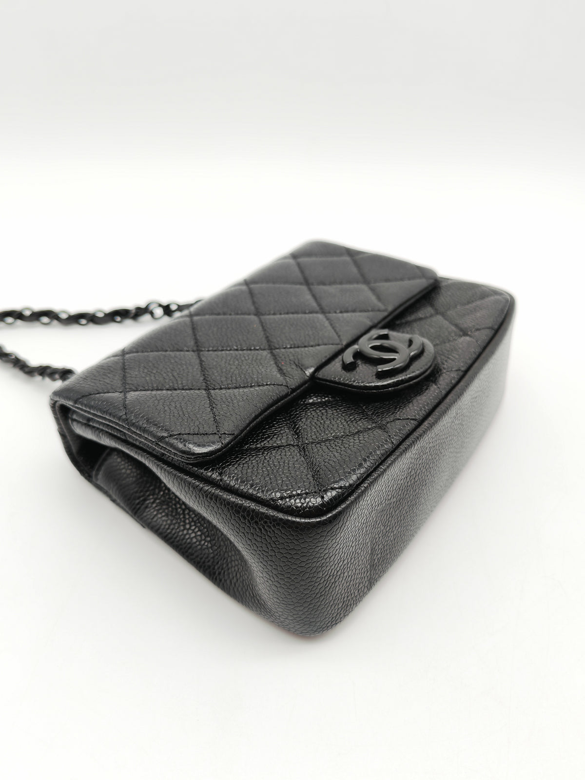 Chanel Incognito Mini Square Flap Bag in Black Caviar Leather and So Black Hardware Series 29