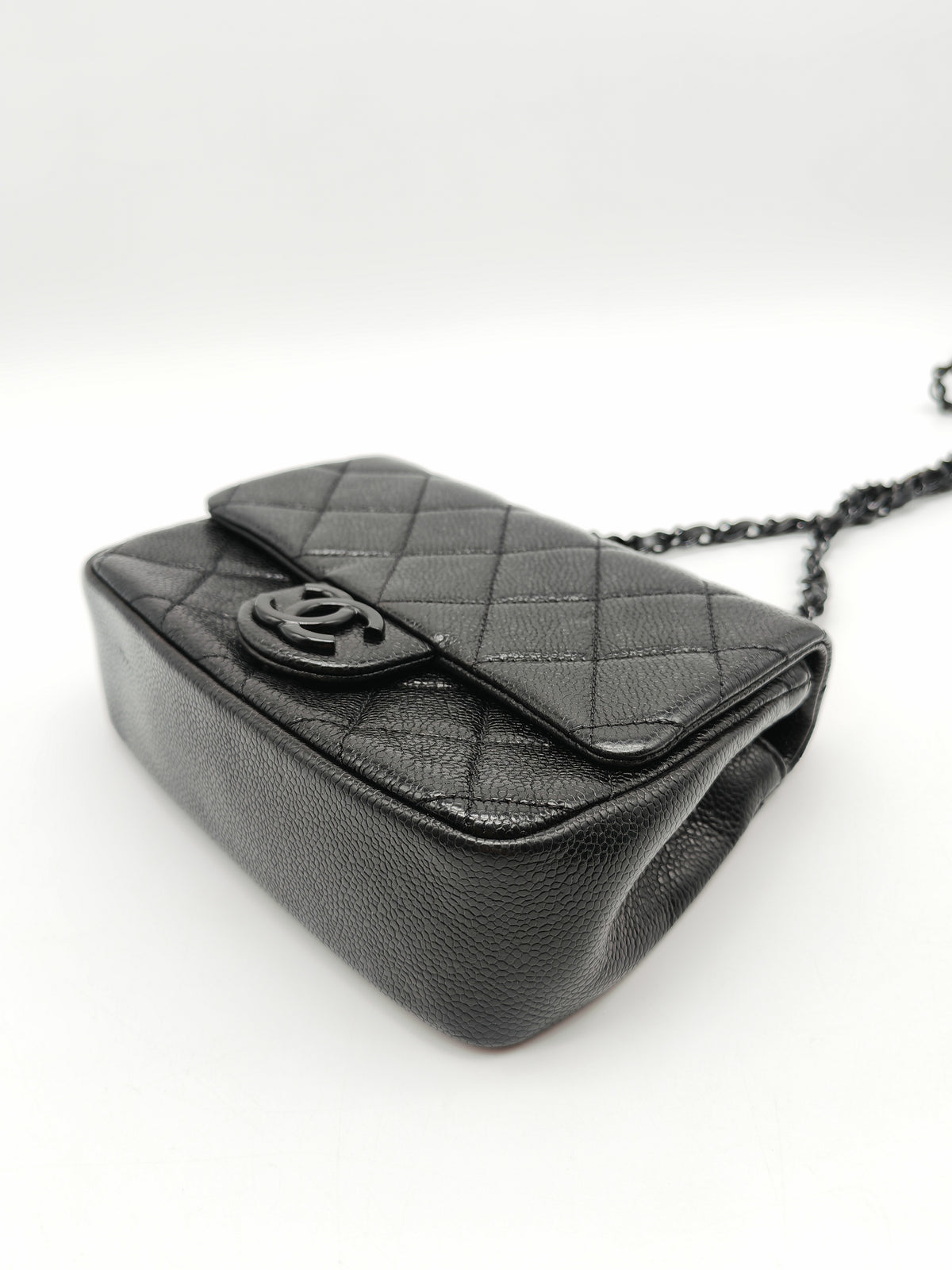 Chanel Incognito Mini Square Flap Bag in Black Caviar Leather and So Black Hardware Series 29