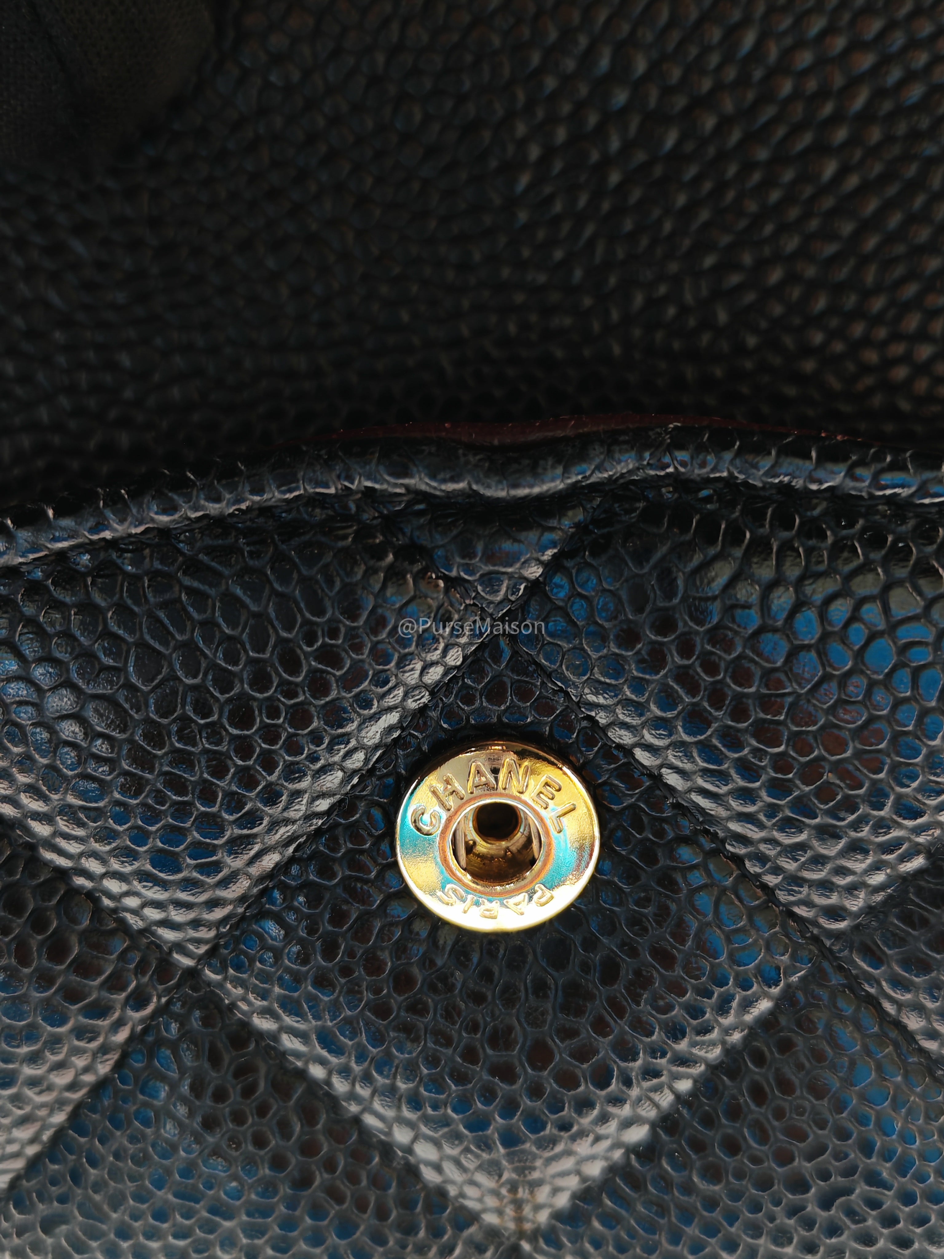 Chanel Classic Doube Flap Jumbo in Black Quilted Caviar Leather and Gold Hardware Series 16