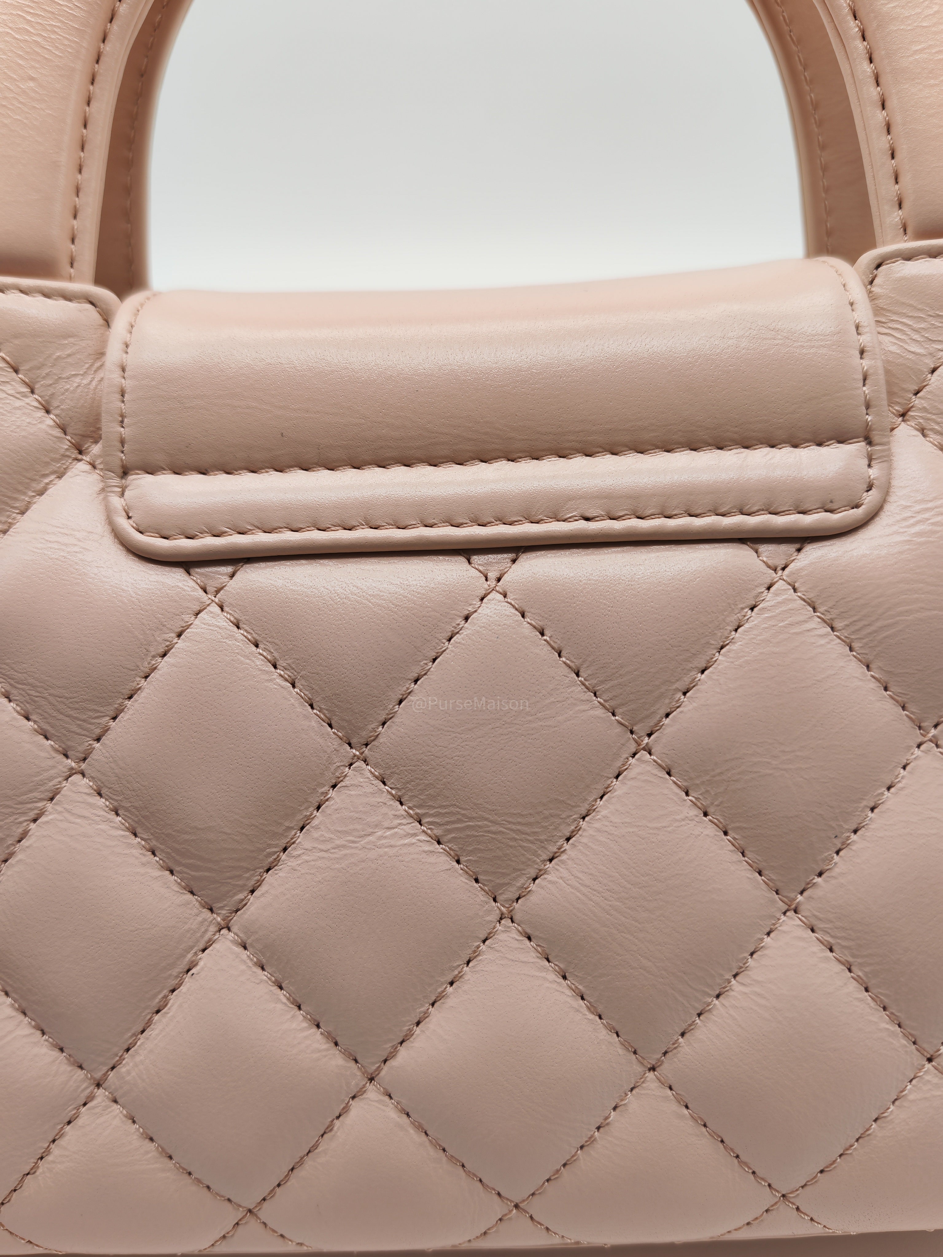 Chanel CC Kelly Small in Baby Pink Shiny Aged Calfskin Leather and Aged Gold Hardware Microchip