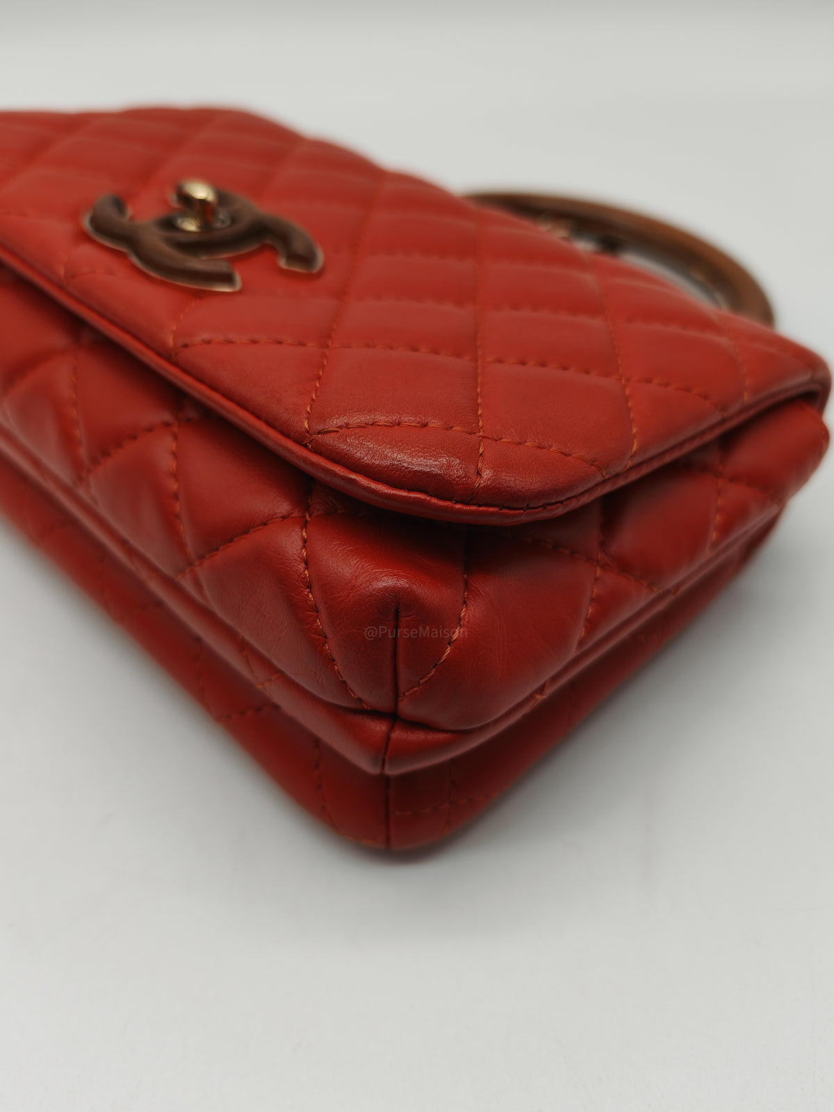 Chanel Knock on Wood Mini in Red Quilted Lambskin Leather and Light Gold Hardware Series 26