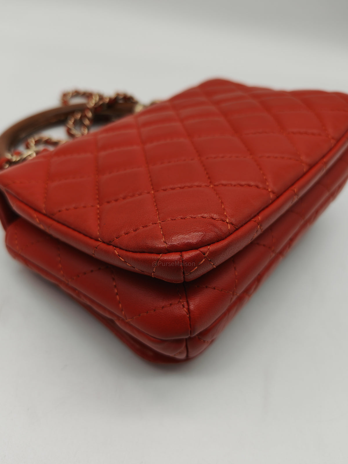Chanel Knock on Wood Mini in Red Quilted Lambskin Leather and Light Gold Hardware Series 26