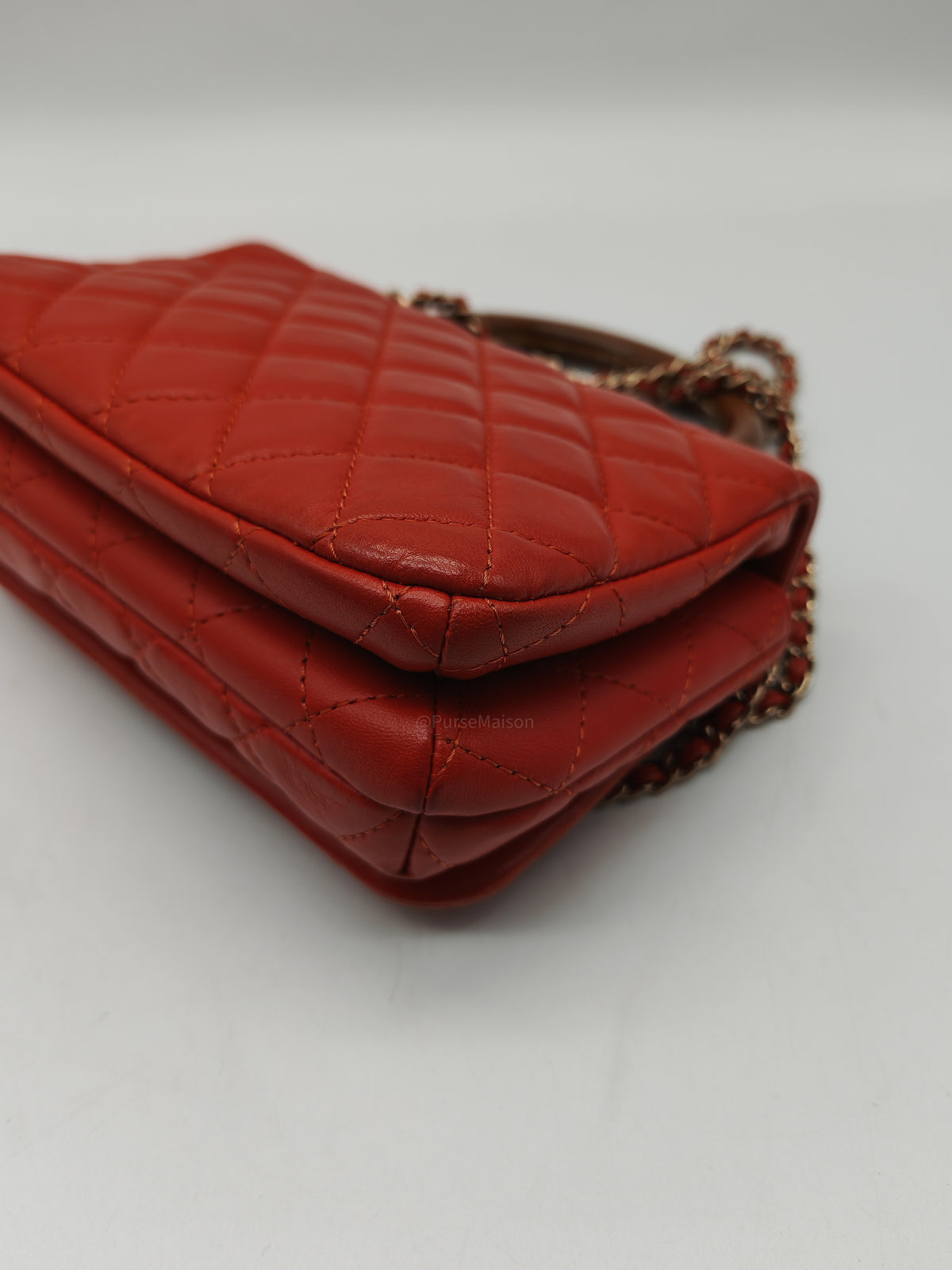 Chanel Knock on Wood Mini in Red Quilted Lambskin Leather and Light Gold Hardware Series 26