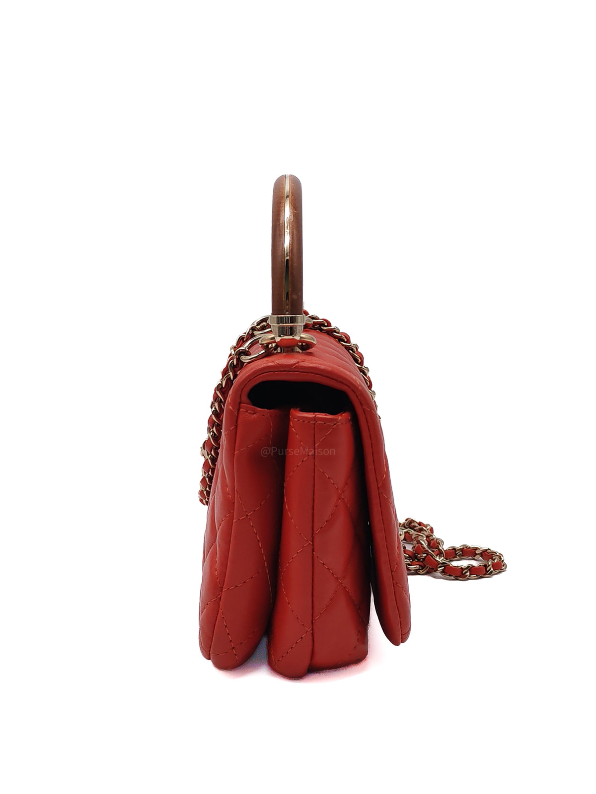 Chanel Knock on Wood Mini in Red Quilted Lambskin Leather and Light Gold Hardware Series 26
