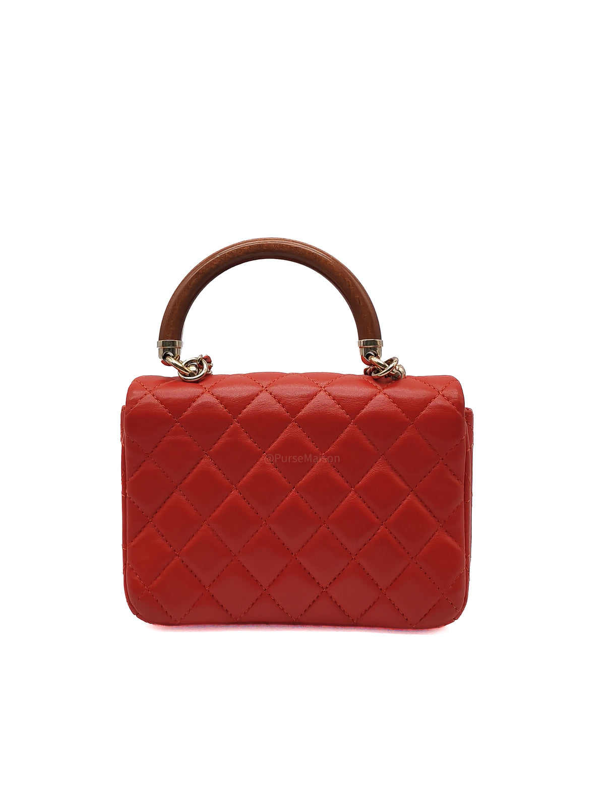 Chanel Knock on Wood Mini in Red Quilted Lambskin Leather and Light Gold Hardware Series 26