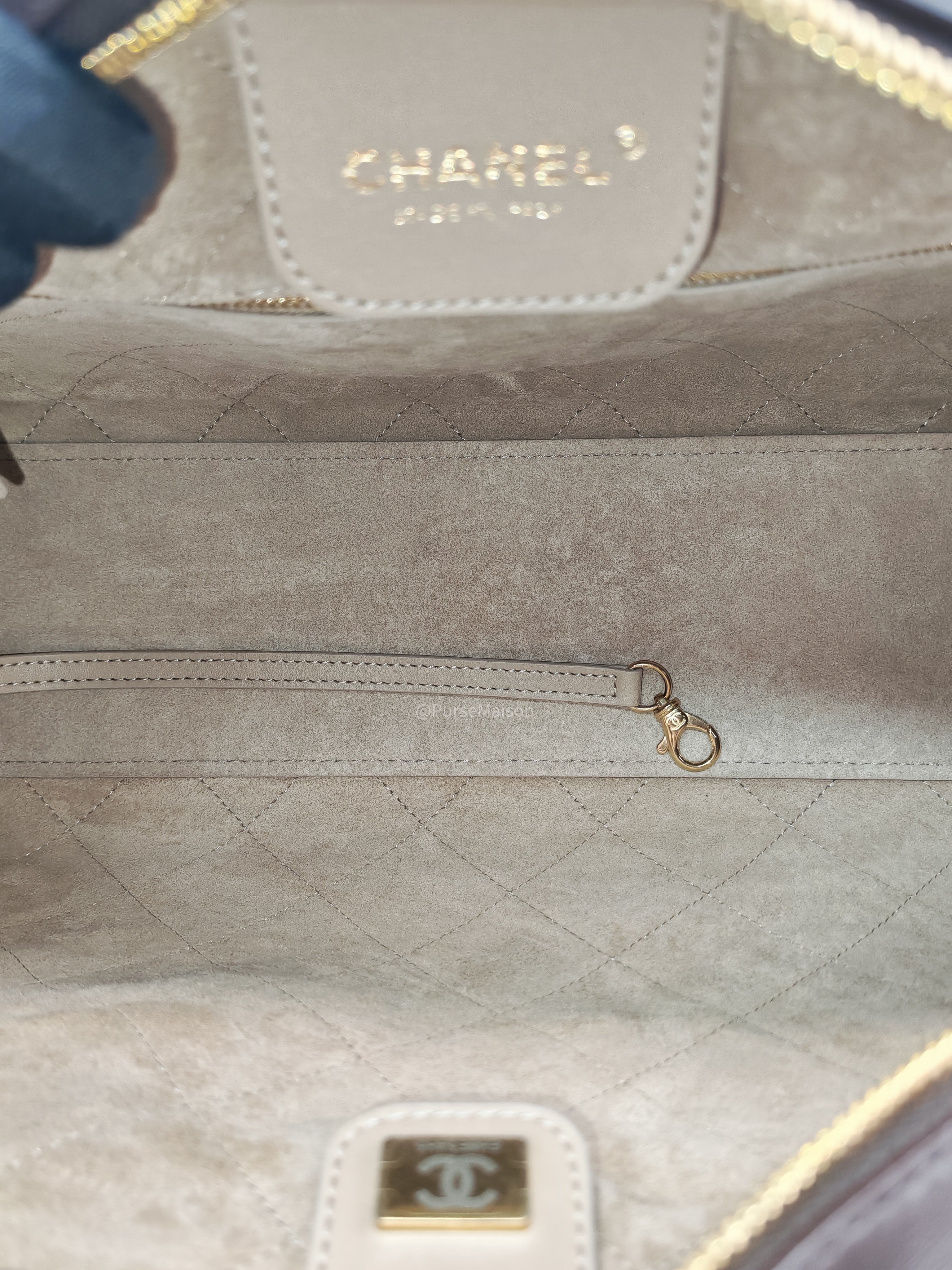 Chanel Large Bowling Bag in Dark Brown Calfskin Leather and Gold Hardware (Microchip)