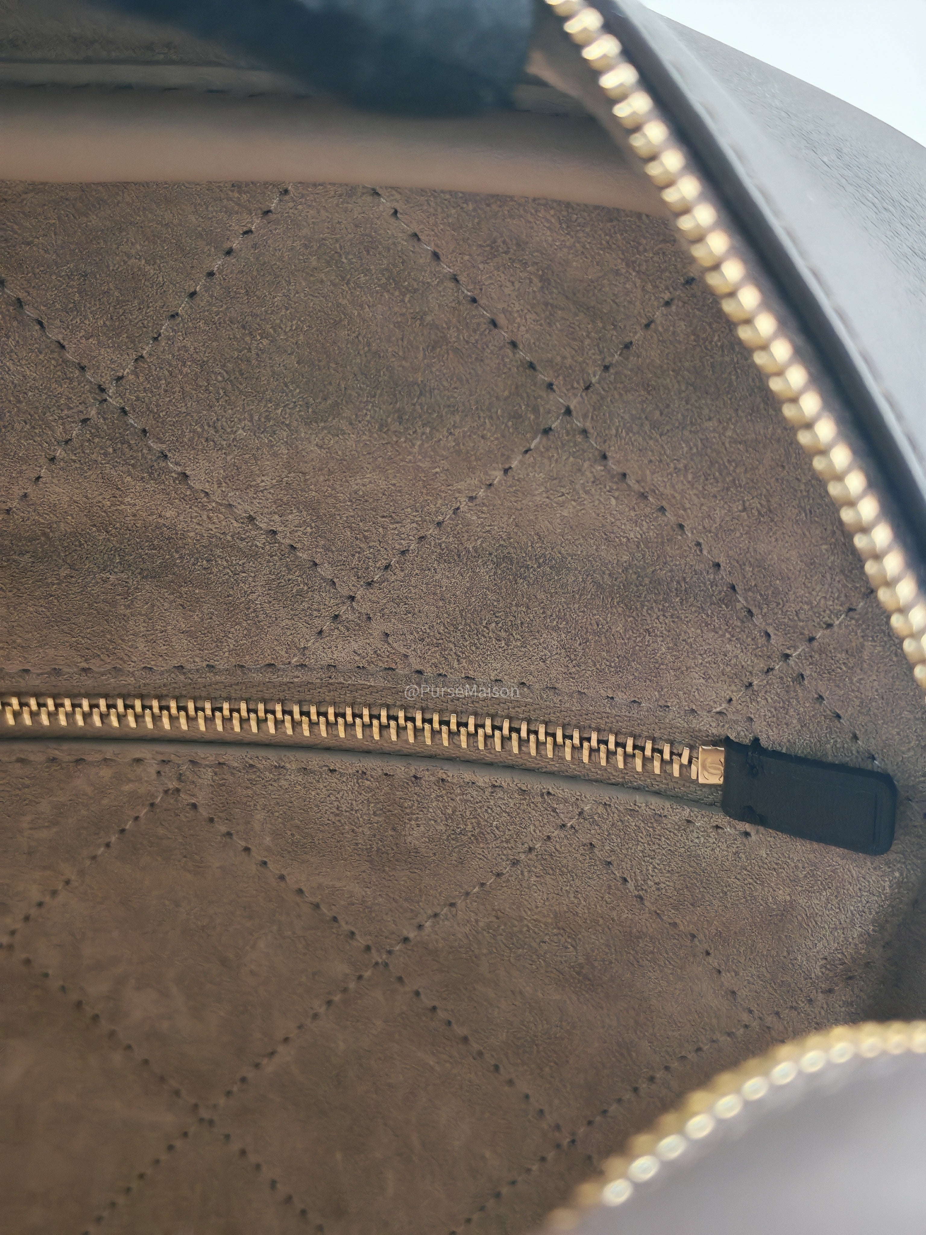 Chanel Large Bowling Bag in Dark Brown Calfskin Leather and Gold Hardware (Microchip)