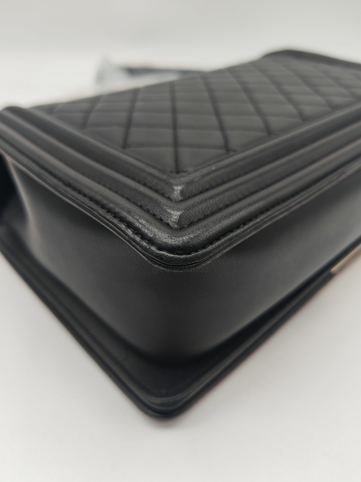 Chanel Boy New Medium in Black Lambskin Leather and Light Gold Hardware Series 22