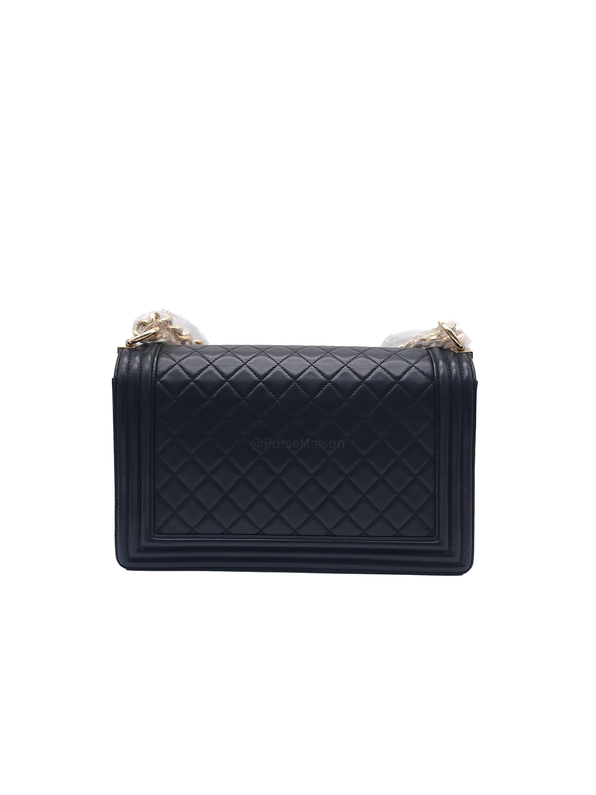 Chanel Boy New Medium in Black Lambskin Leather and Light Gold Hardware Series 22