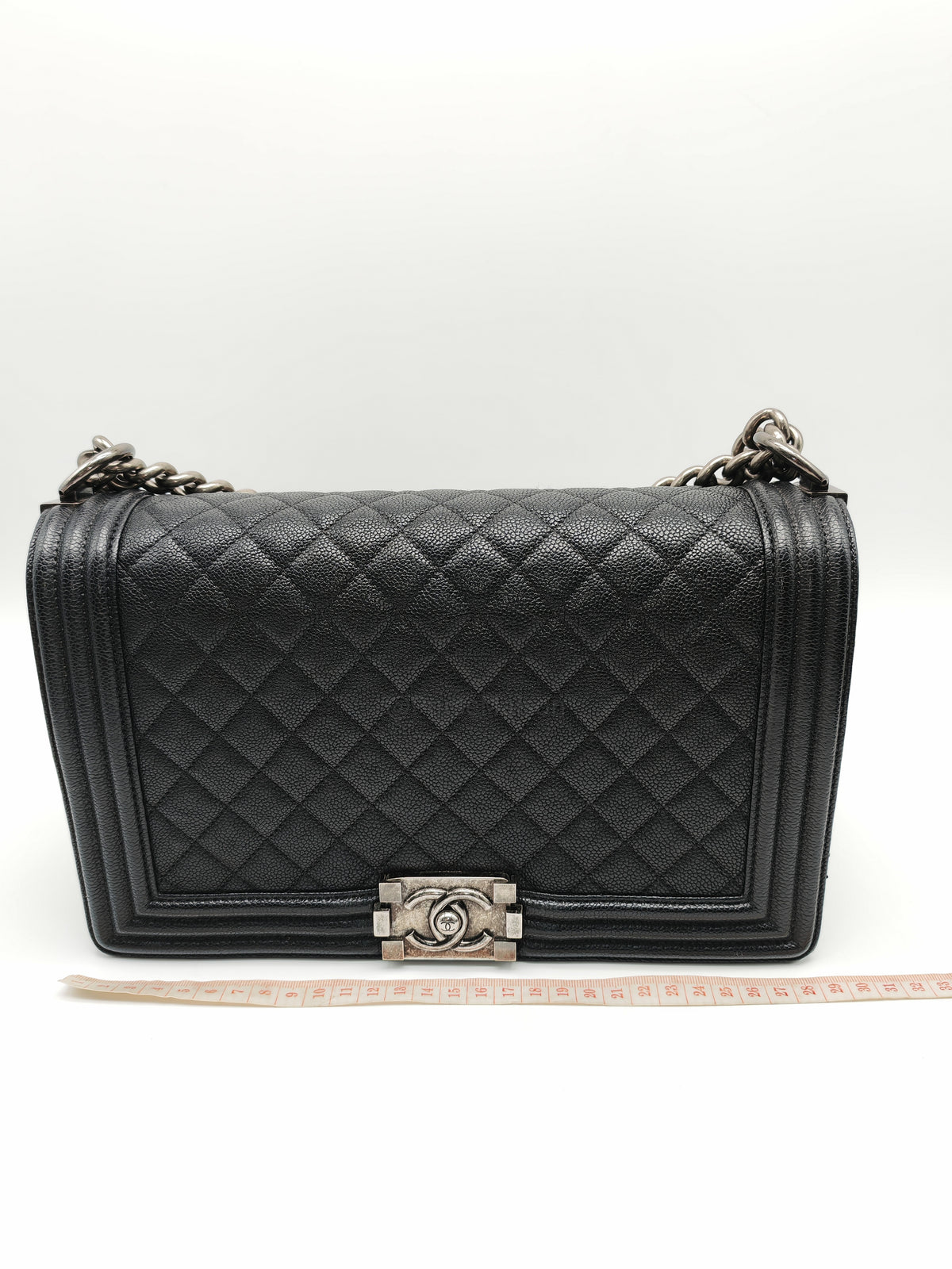 Chanel Boy New Medium in Black Caviar Leather and Ruthenium Hardware Series 23