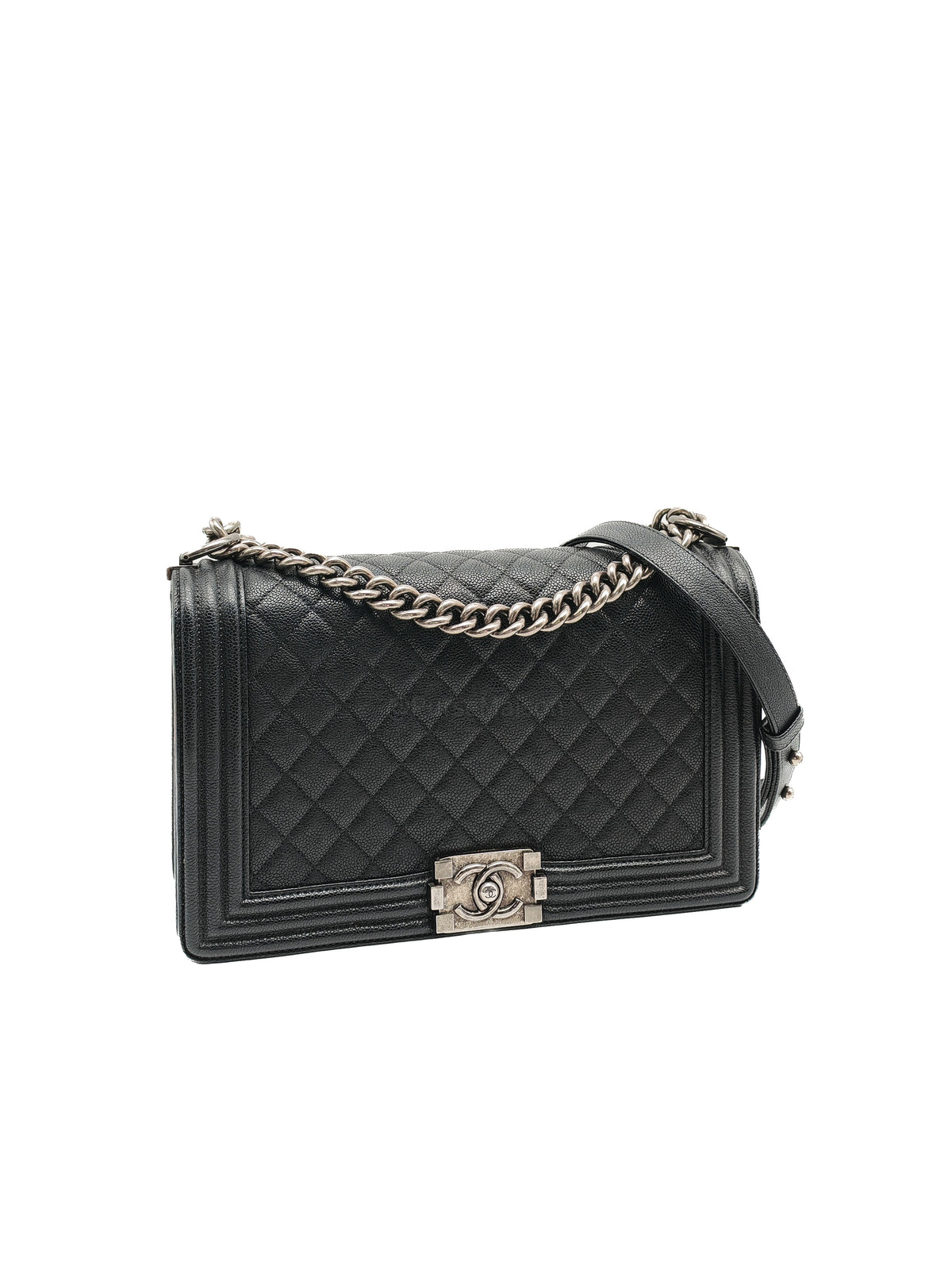 Chanel Boy New Medium in Black Caviar Leather and Ruthenium Hardware Series 23