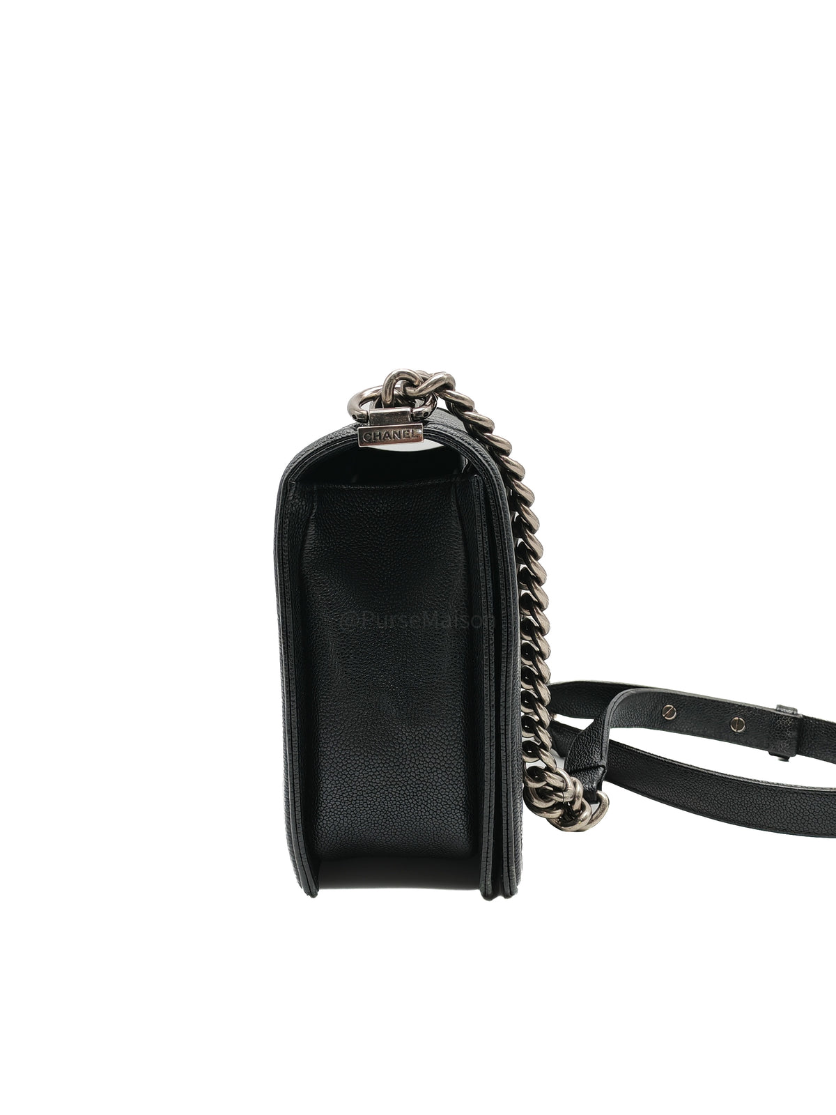 Chanel Boy New Medium in Black Caviar Leather and Ruthenium Hardware Series 23