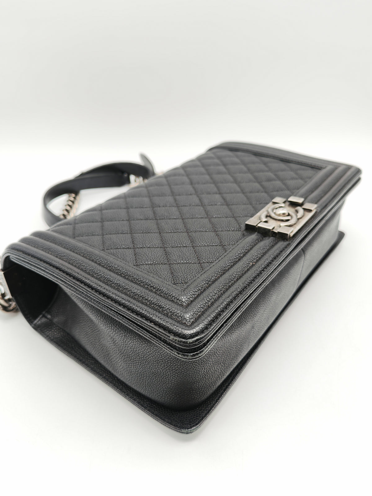 Chanel Boy New Medium in Black Caviar Leather and Ruthenium Hardware Series 23