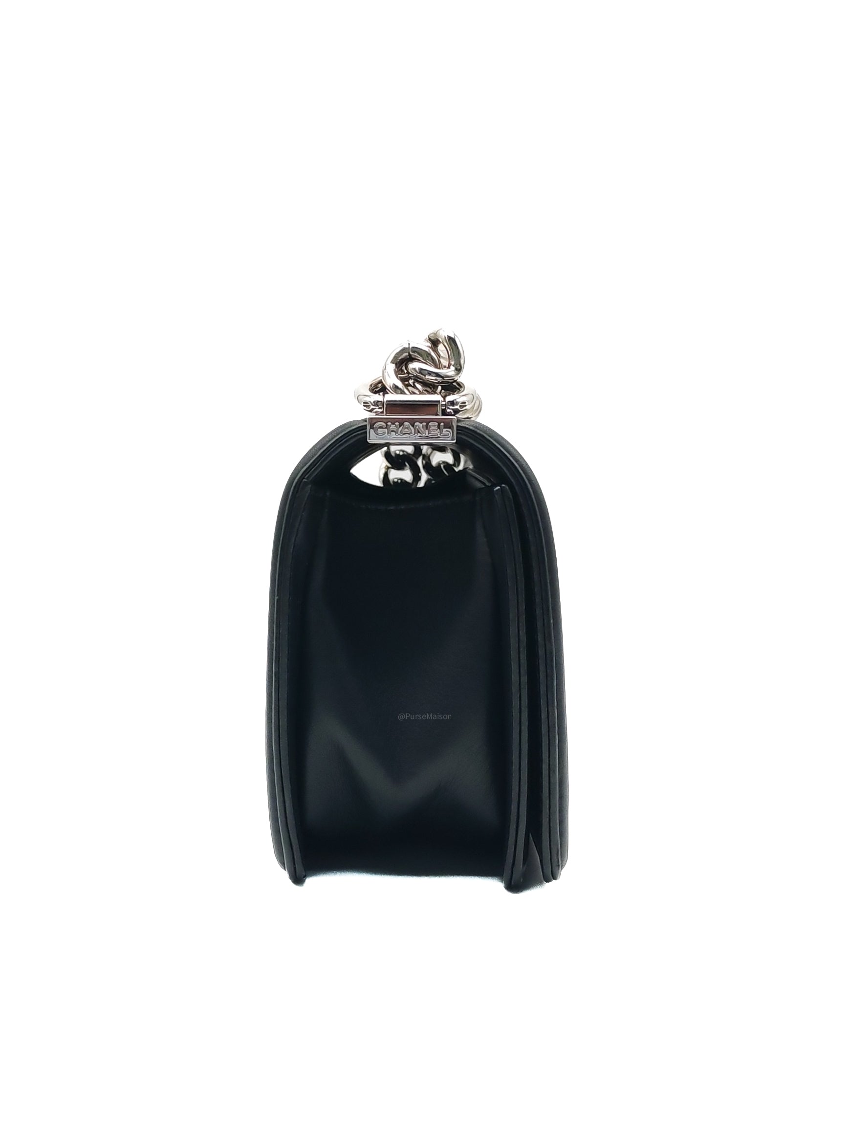 Chanel Le Boy Small in Black Chevron Lambskin Leather and Silver Hardware Series 22