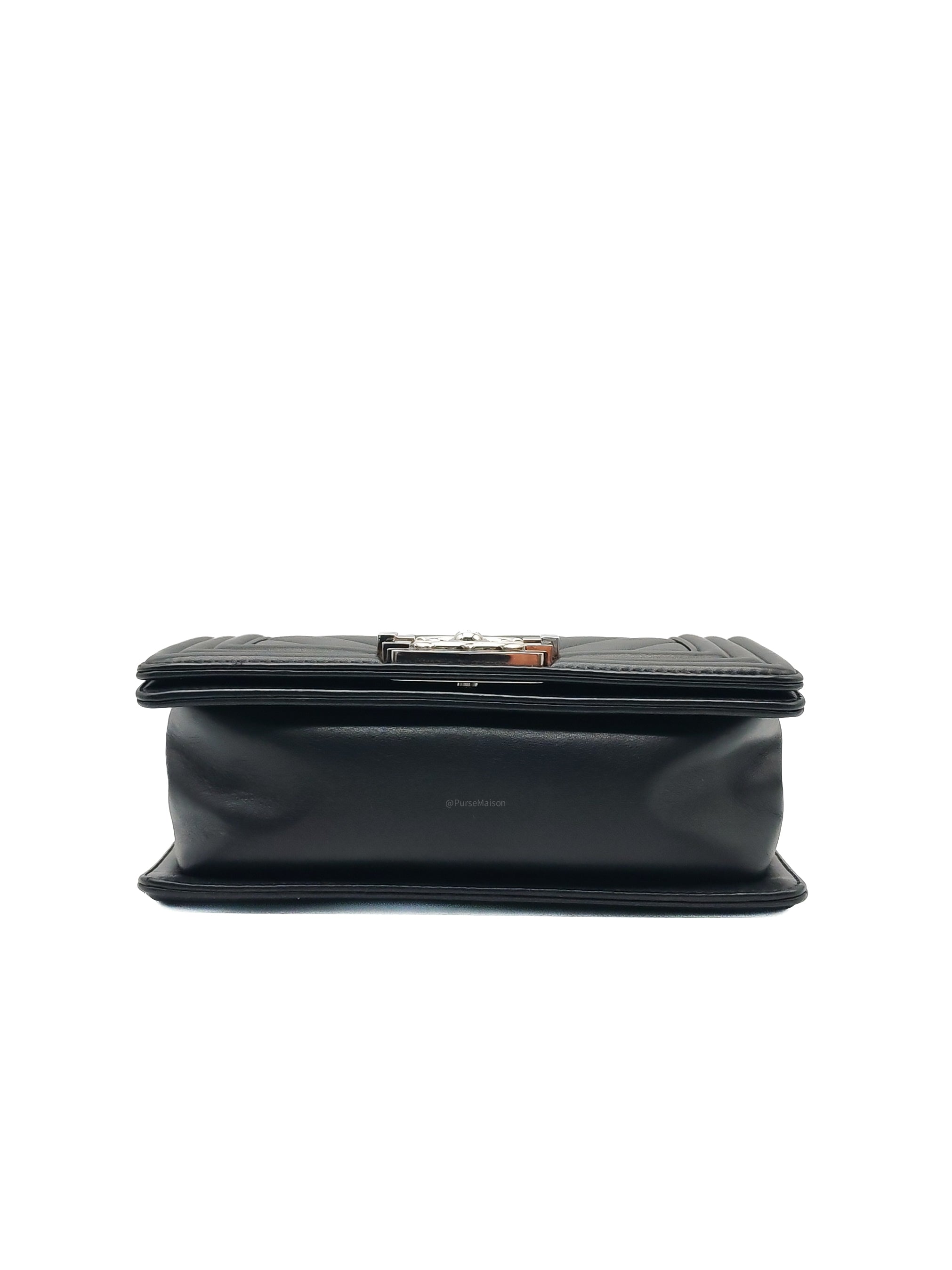 Chanel Le Boy Small in Black Chevron Lambskin Leather and Silver Hardware Series 22