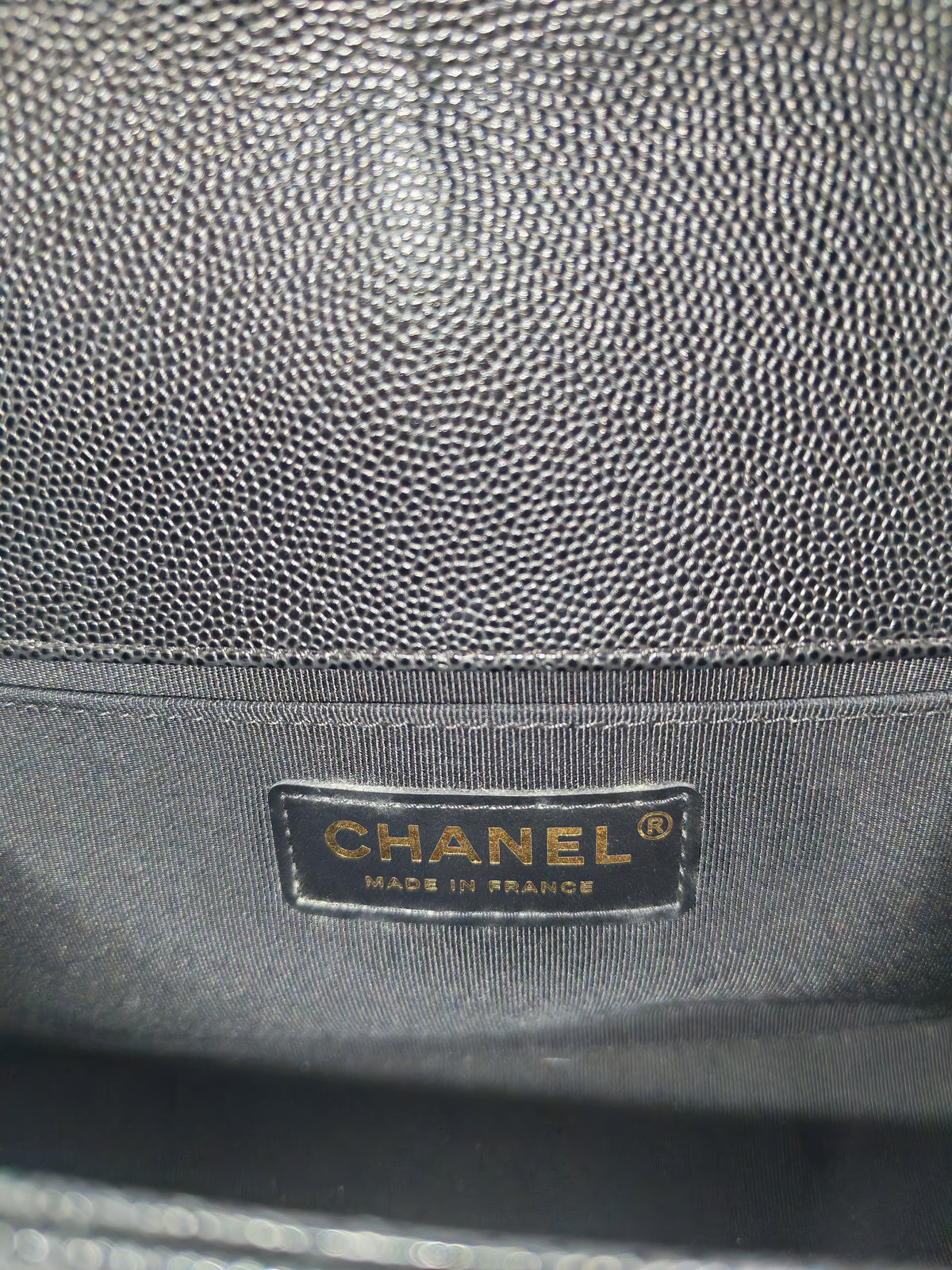 Chanel Boy Old Medium in Black Quilted Caviar Leather and Aged Gold Hardware Series 28