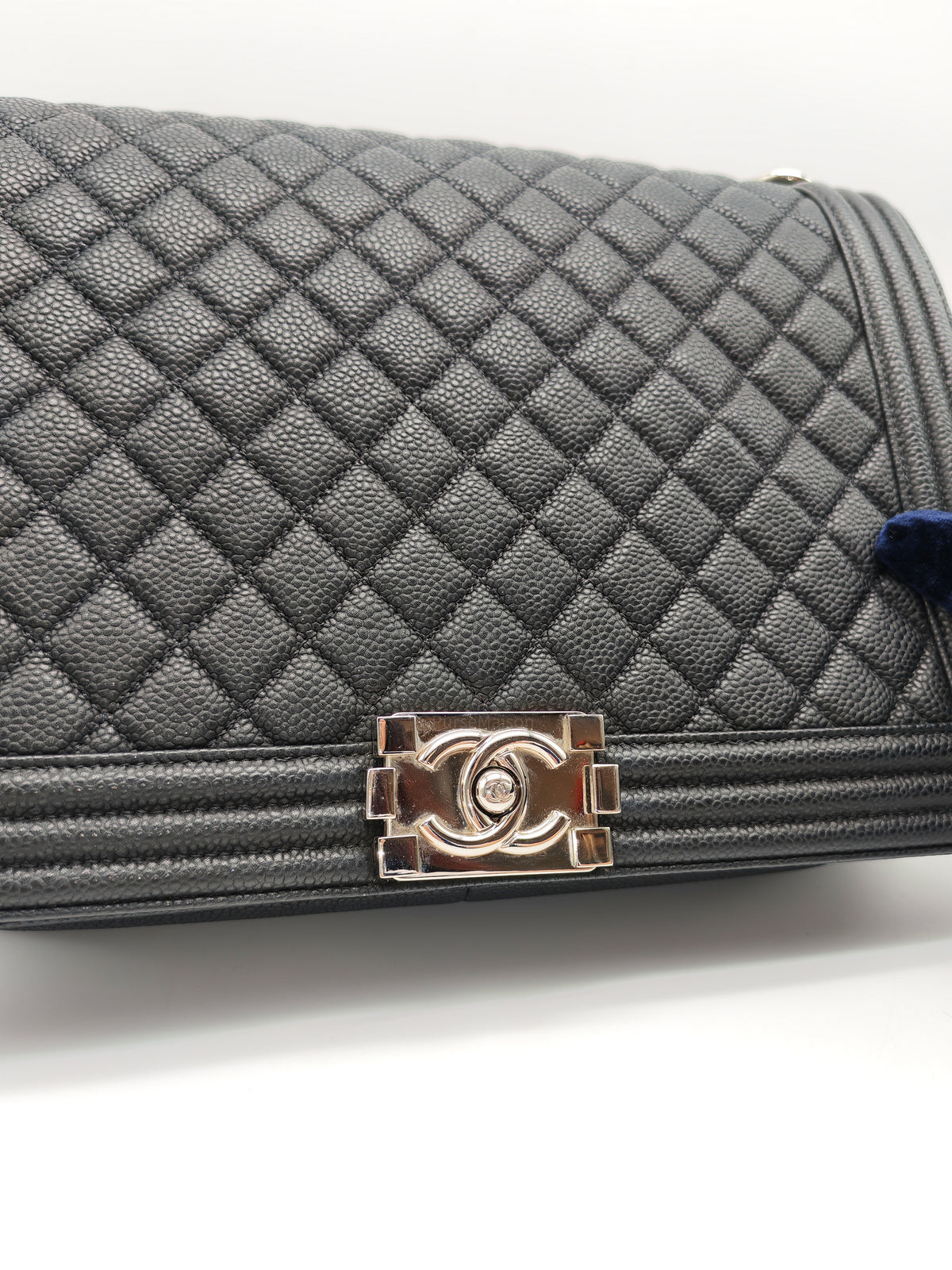 Chanel Le Boy Large in Black Quilted Caviar Leather and Silver Hardware Series 17