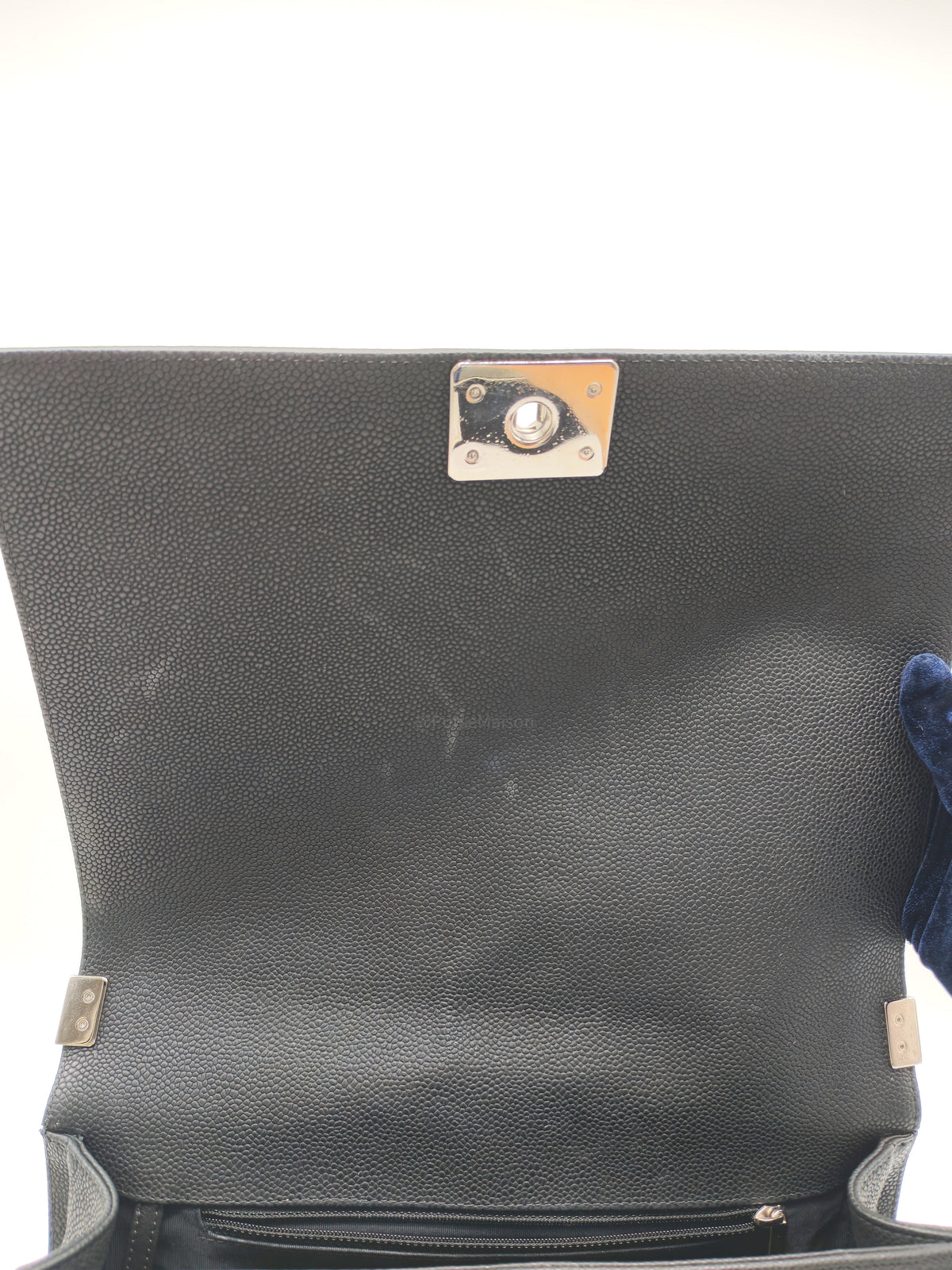 Chanel Le Boy Large in Black Quilted Caviar Leather and Silver Hardware Series 17