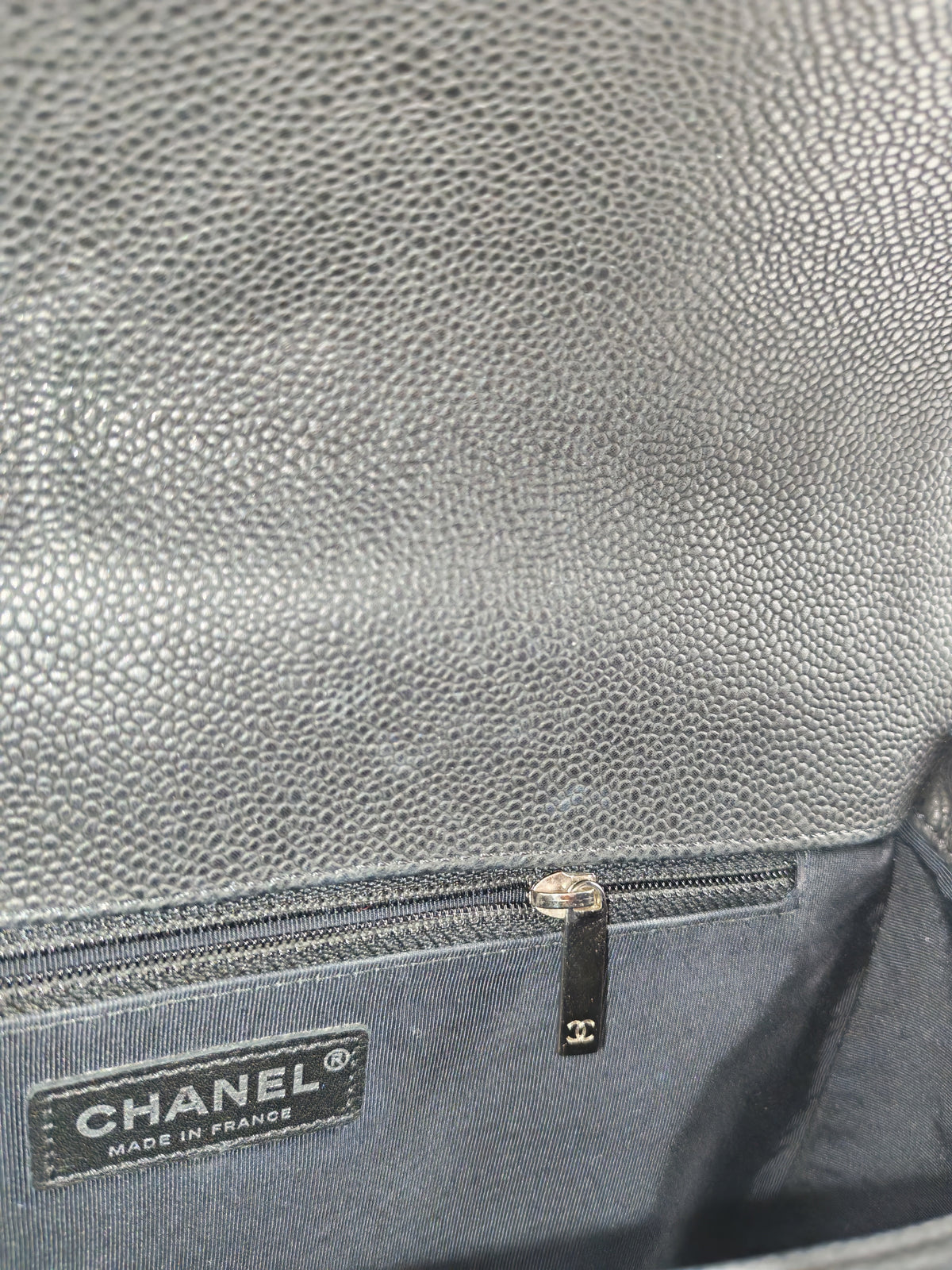 Chanel Le Boy Large in Black Quilted Caviar Leather and Silver Hardware Series 17