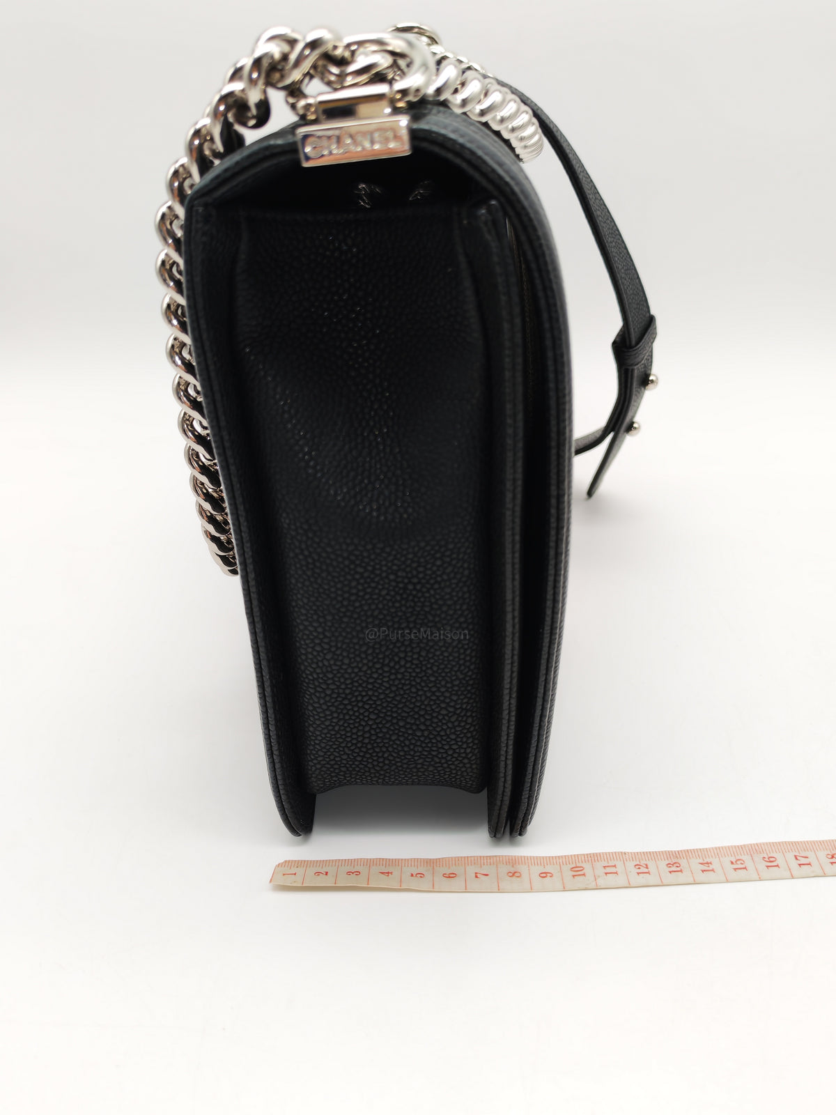 Chanel Le Boy Large in Black Quilted Caviar Leather and Silver Hardware Series 17