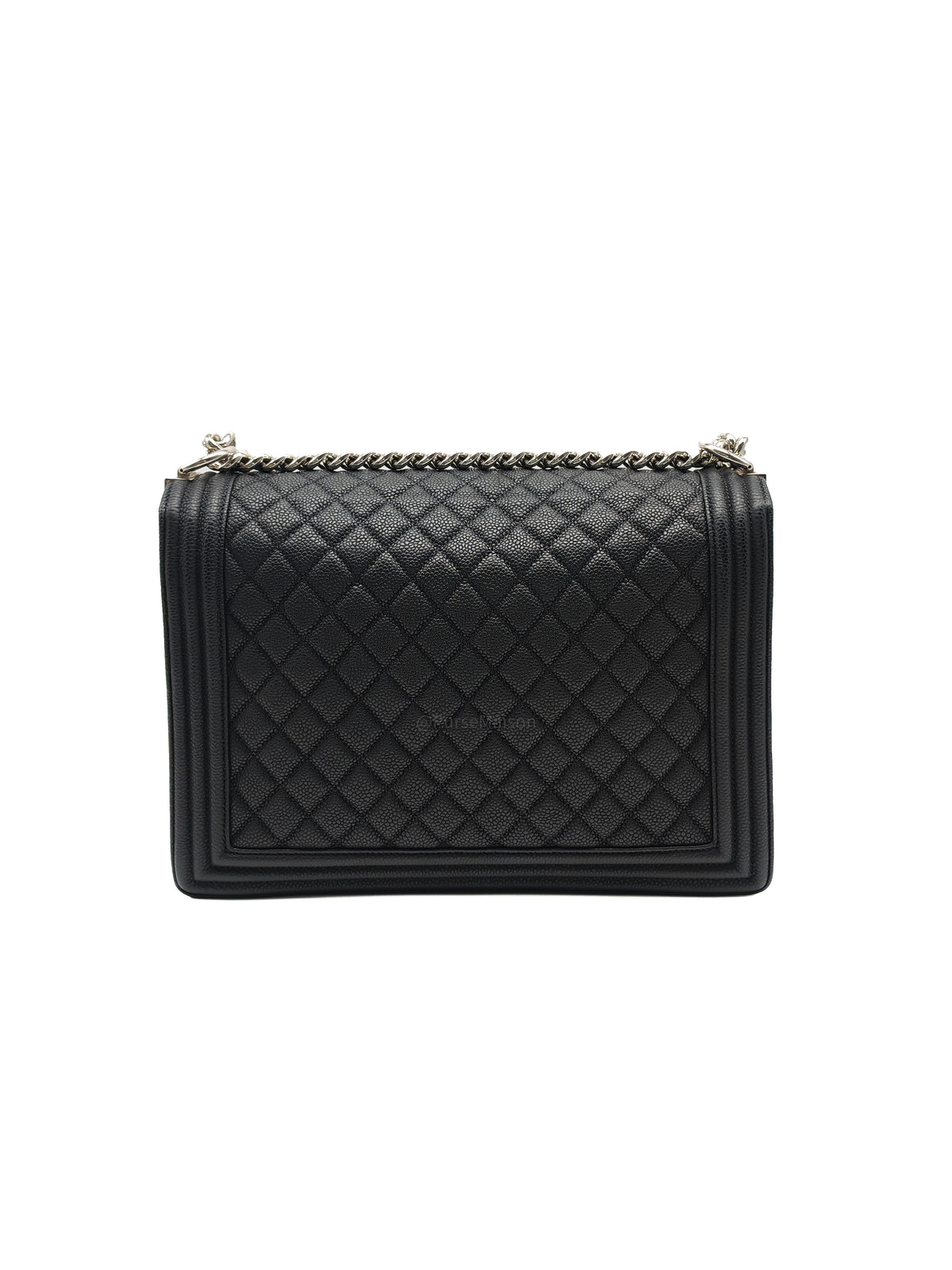 Chanel Le Boy Large in Black Quilted Caviar Leather and Silver Hardware Series 17