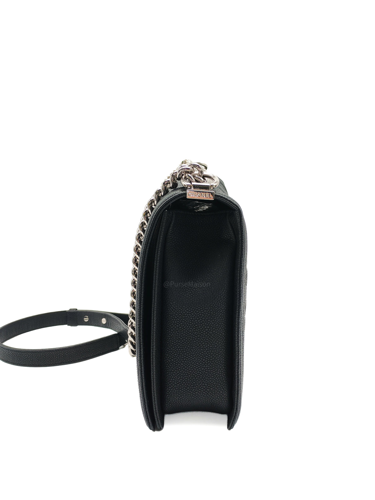 Chanel Le Boy Large in Black Quilted Caviar Leather and Silver Hardware Series 17
