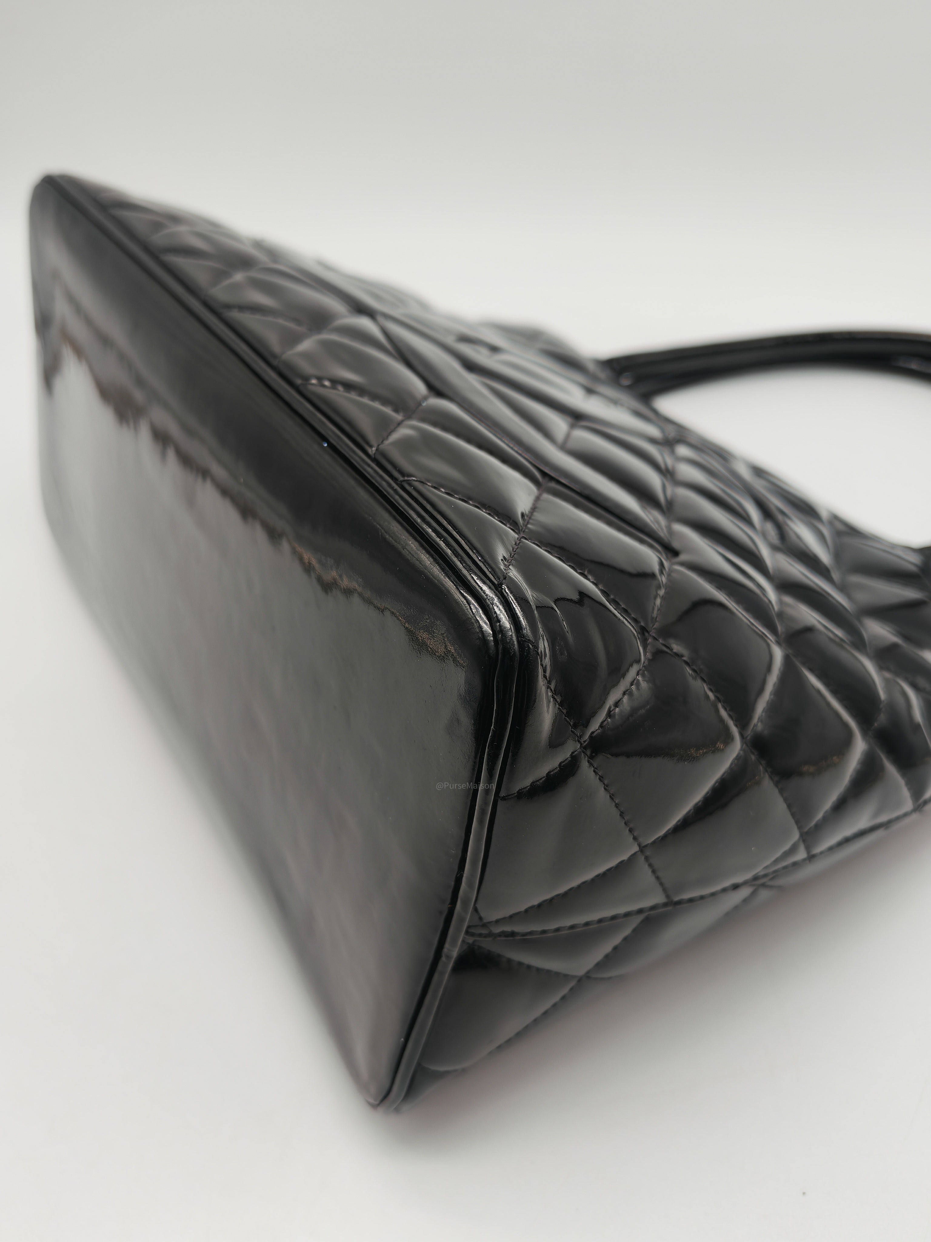 Chanel Medallion Tote Bag in Black Quilted Patent Leather Series 6