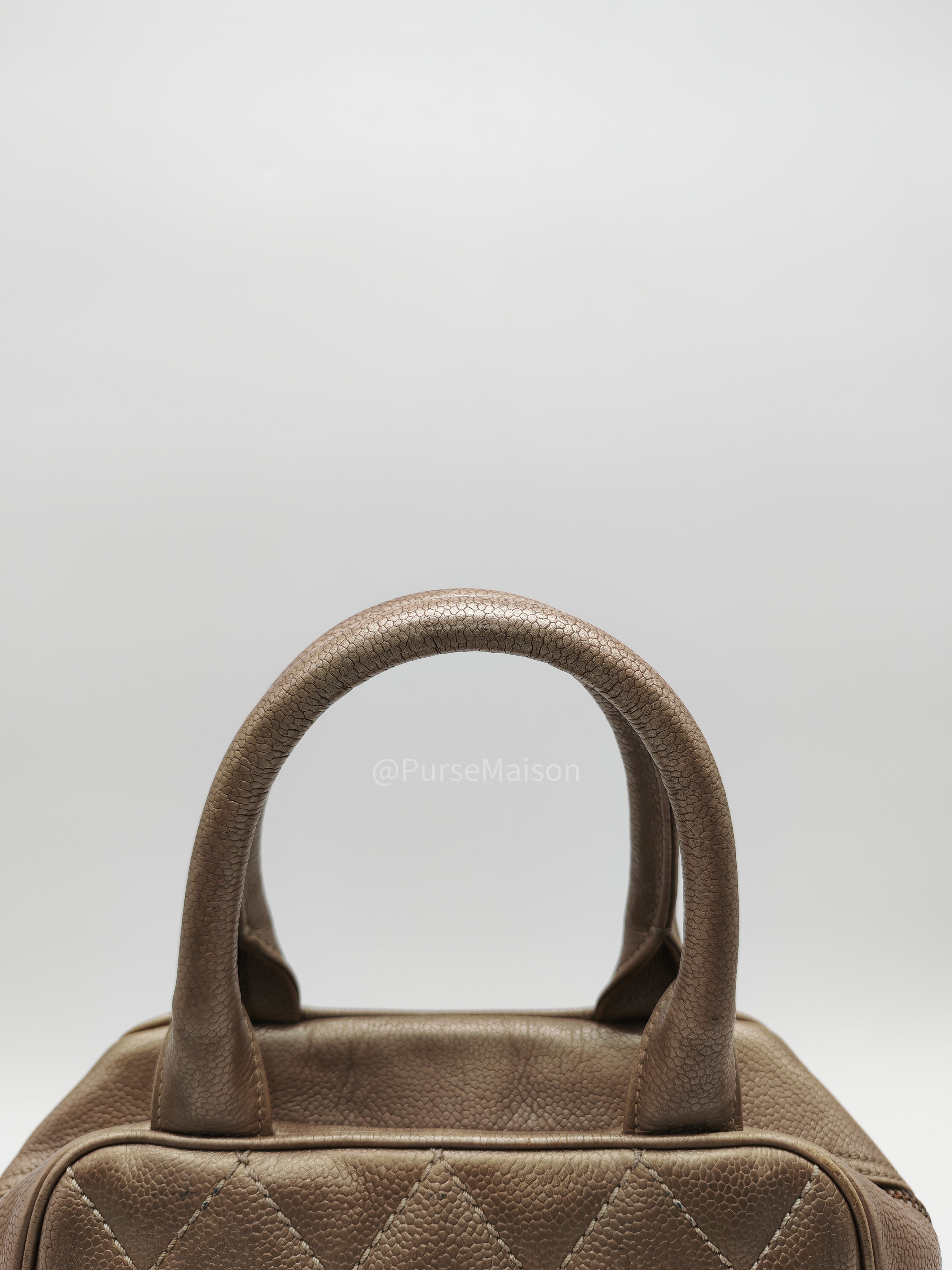Chanel Tassel Top Handle Bag in Metallic Quilted Caviar Leather Silver Hardware (Series 9)