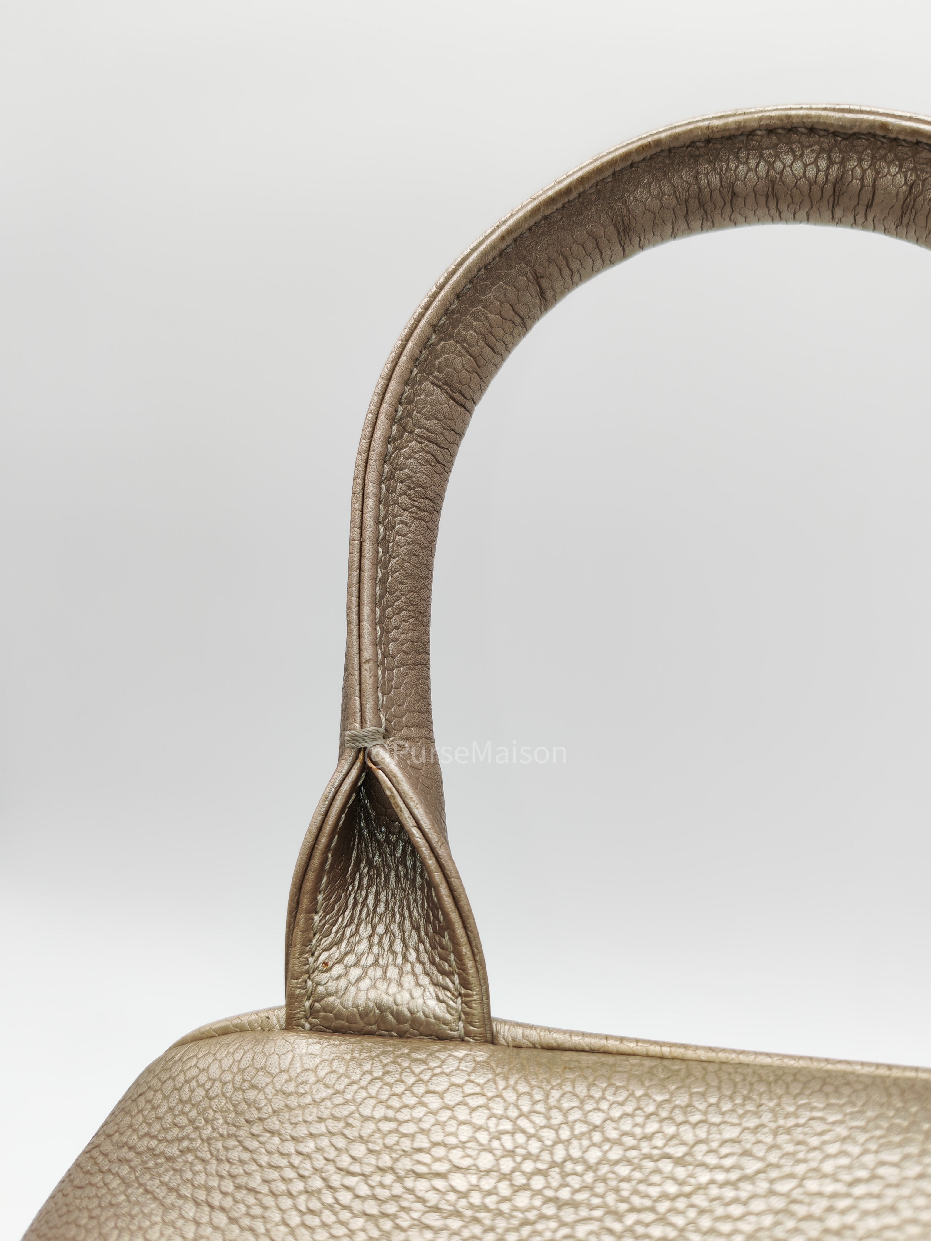 Chanel Tassel Top Handle Bag in Metallic Quilted Caviar Leather Silver Hardware (Series 9)