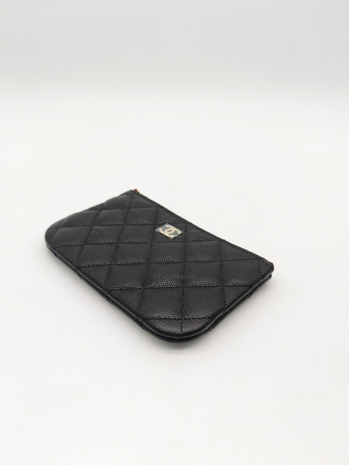 Chanel Mini O Case Purse in Black Caviar Leather Light Gold Hardware (Microchip)
