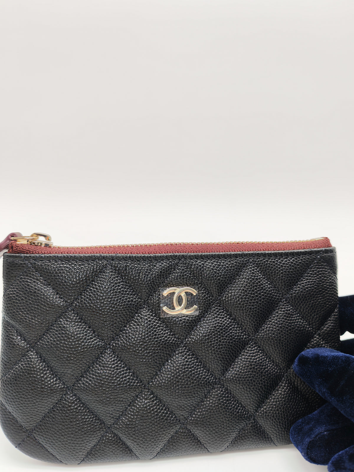 Chanel Mini O Case Purse in Black Caviar Leather Light Gold Hardware (Microchip)