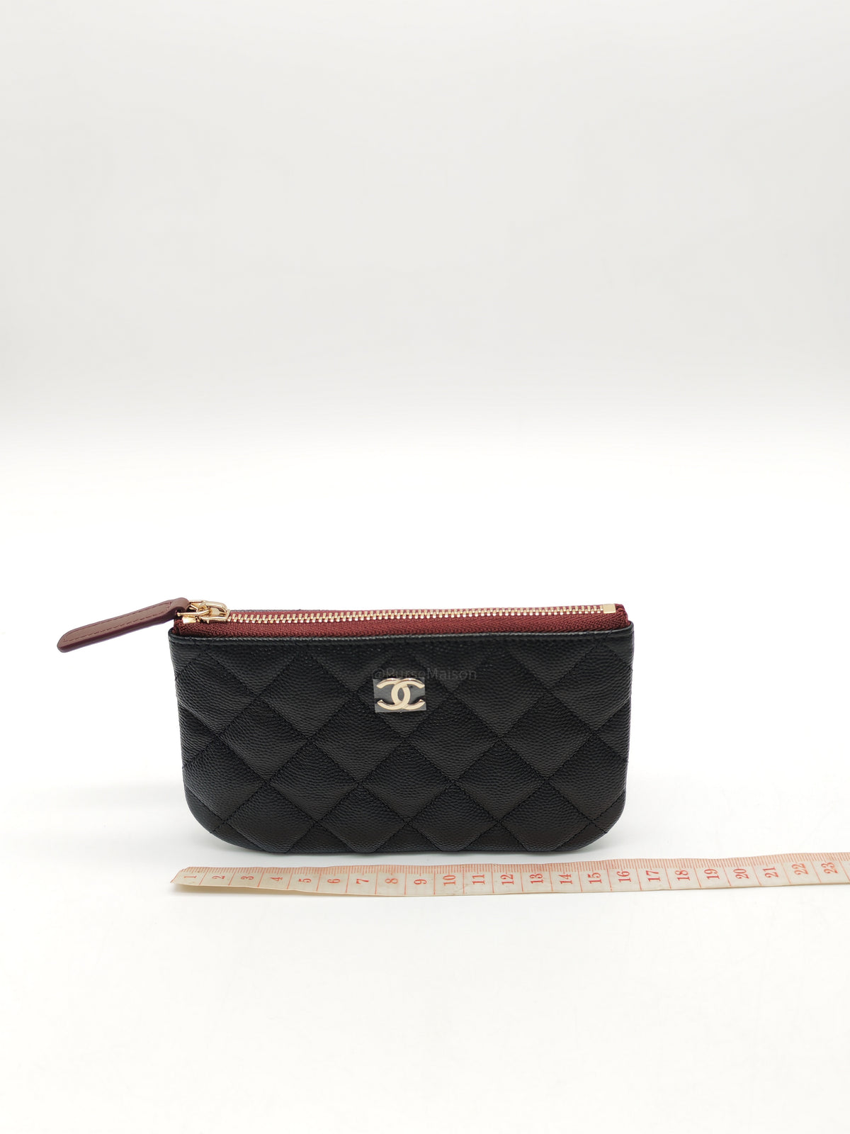 Chanel Mini O Case Purse in Black Caviar Leather Light Gold Hardware (Microchip)
