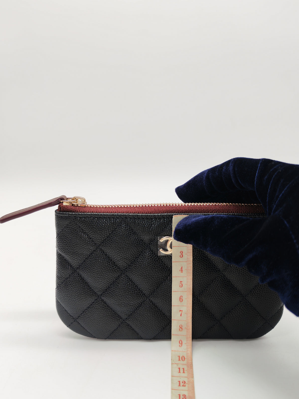 Chanel Mini O Case Purse in Black Caviar Leather Light Gold Hardware (Microchip)