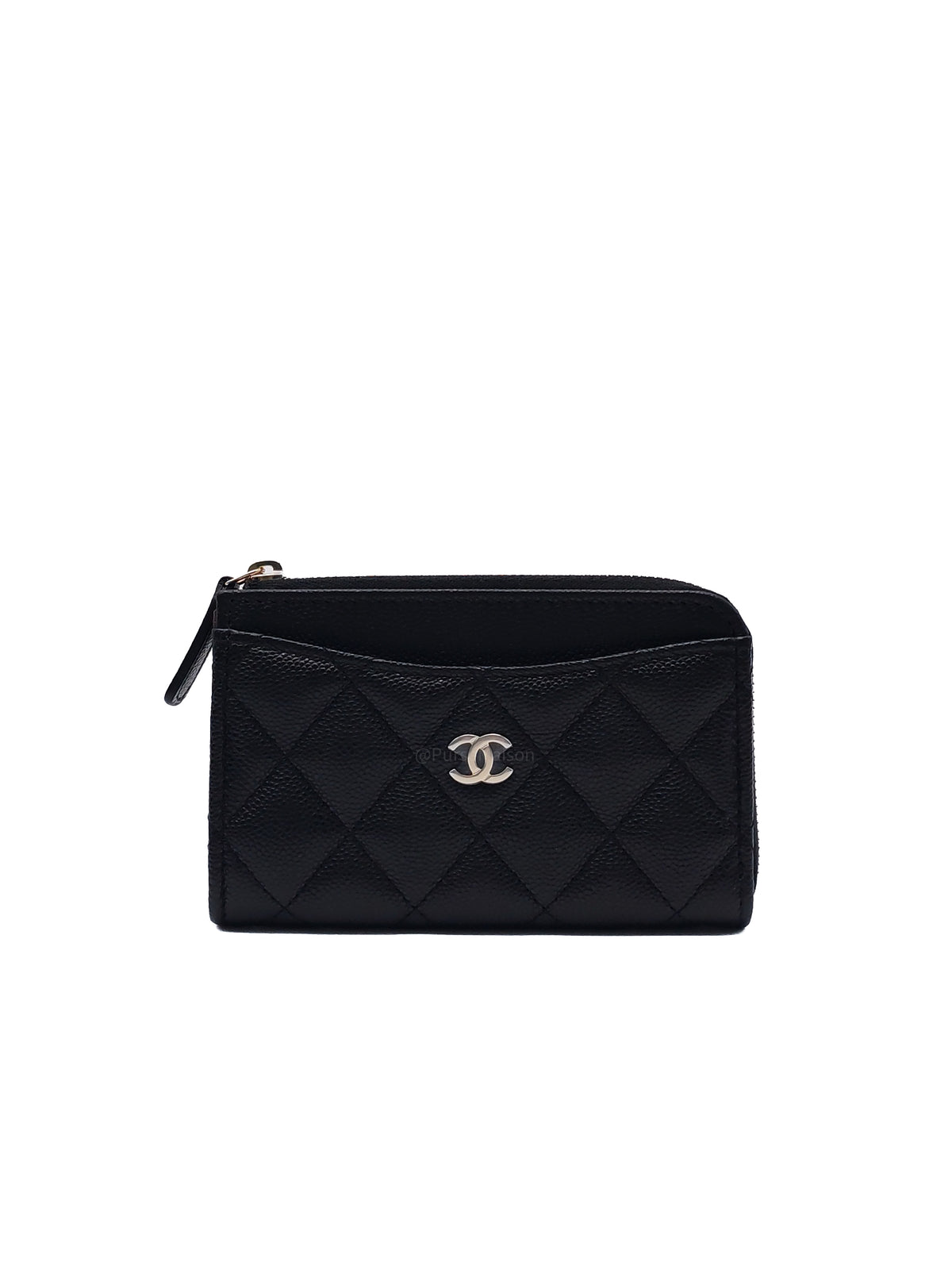 Chanel Mini O Case Purse in Black Caviar Leather Light Gold Hardware (Microchip)