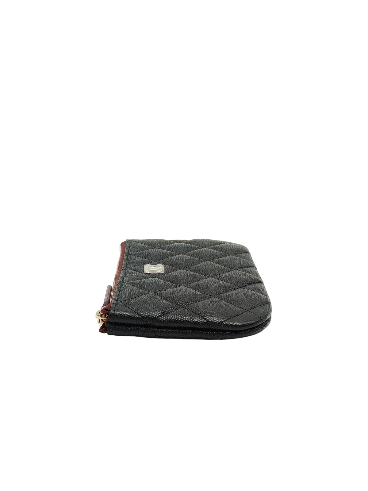 Chanel Mini O Case Purse in Black Caviar Leather Light Gold Hardware (Microchip)