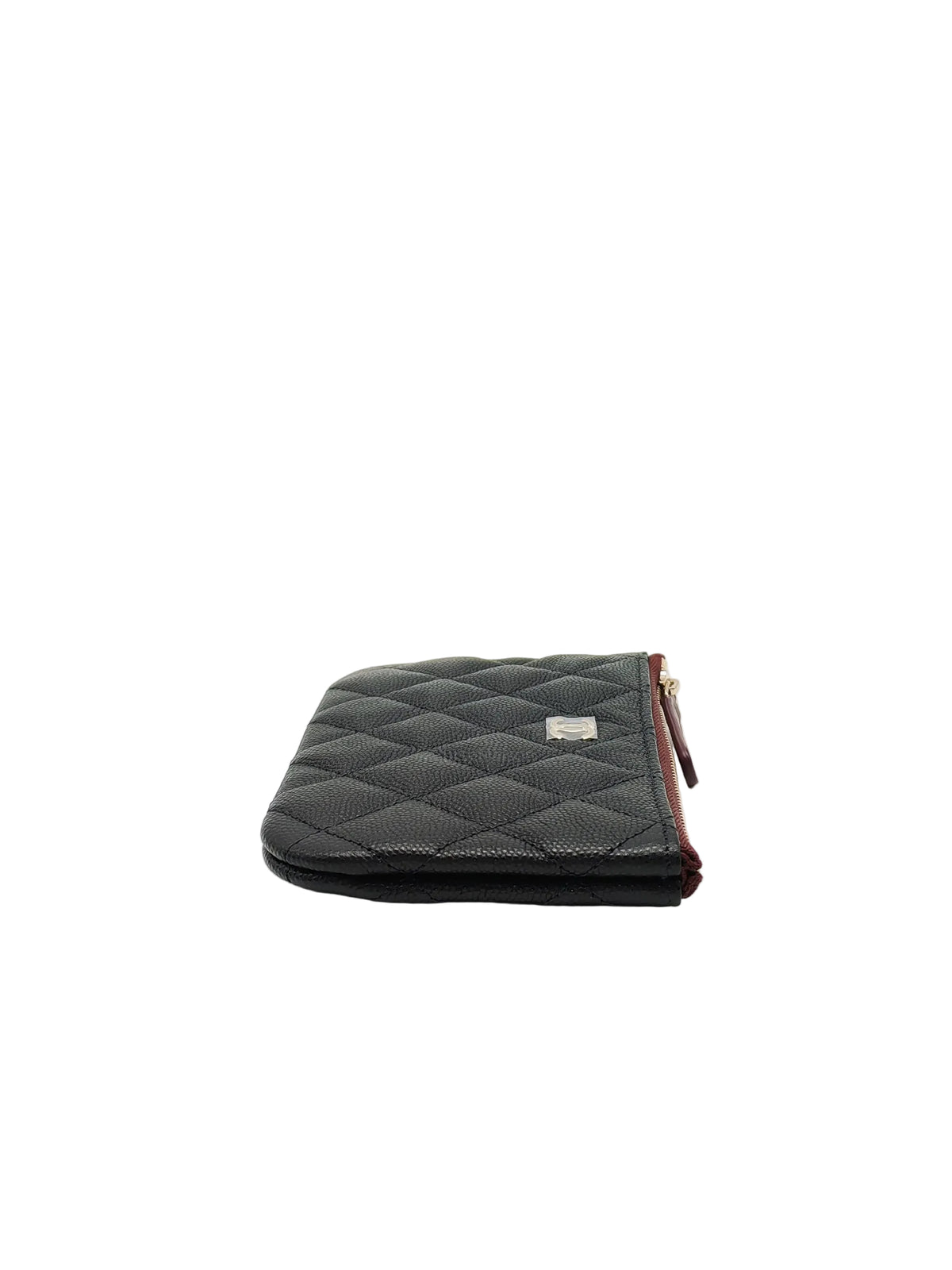 Chanel Mini O Case Purse in Black Caviar Leather Light Gold Hardware (Microchip)