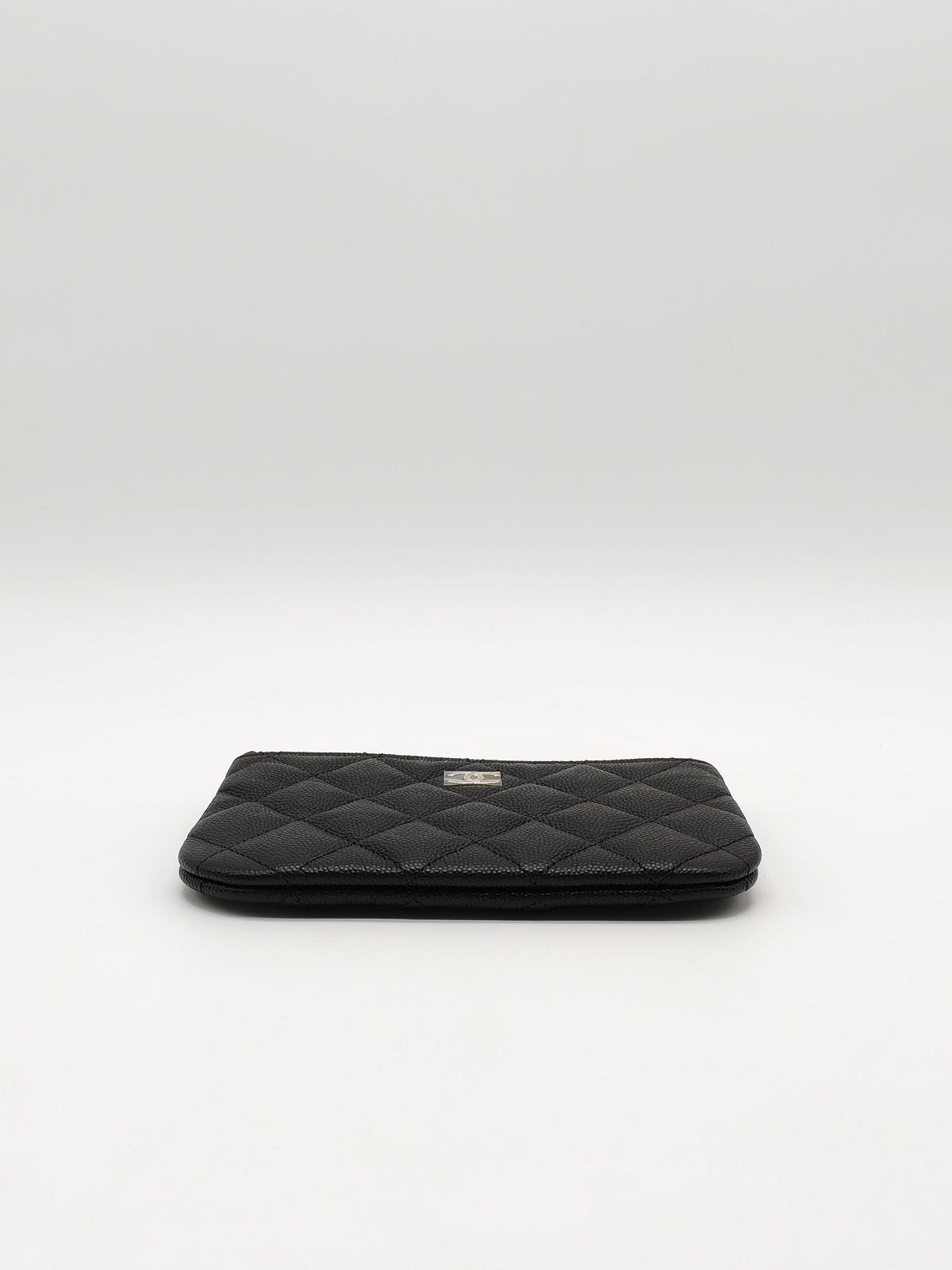 Chanel Mini O Case Purse in Black Caviar Leather Light Gold Hardware (Microchip)