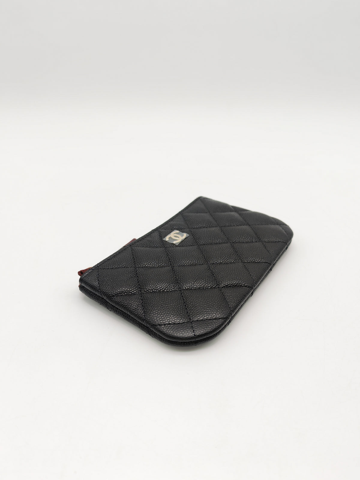 Chanel Mini O Case Purse in Black Caviar Leather Light Gold Hardware (Microchip)