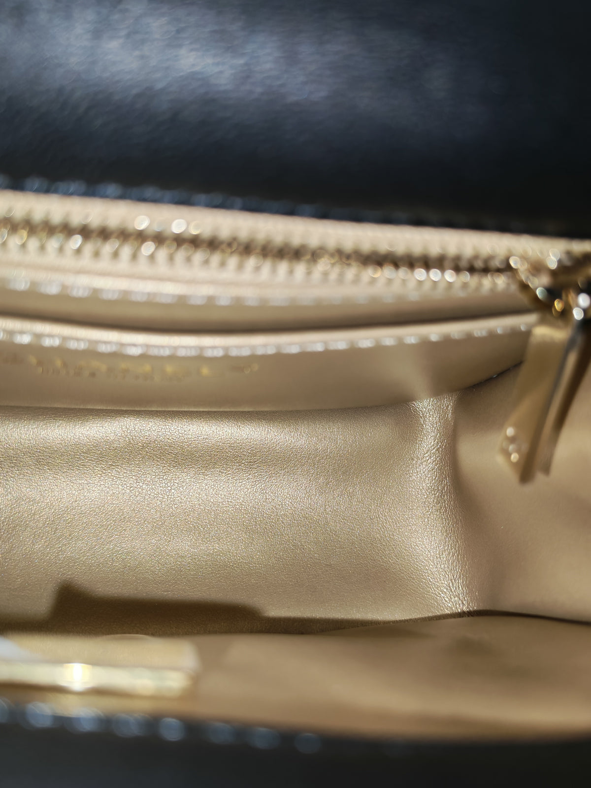 Chanel Mini Square Bag in Black Quilted Lambskin Leather Soccer Ball Pearl Crush in Light Gold Hardware (Microchip)
